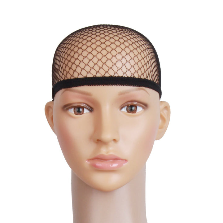 MapofBeauty 3 Pieces One Size Black Wig Caps (2 Elastic Hair Net Open End + 1 Elastic Hair Mesh)