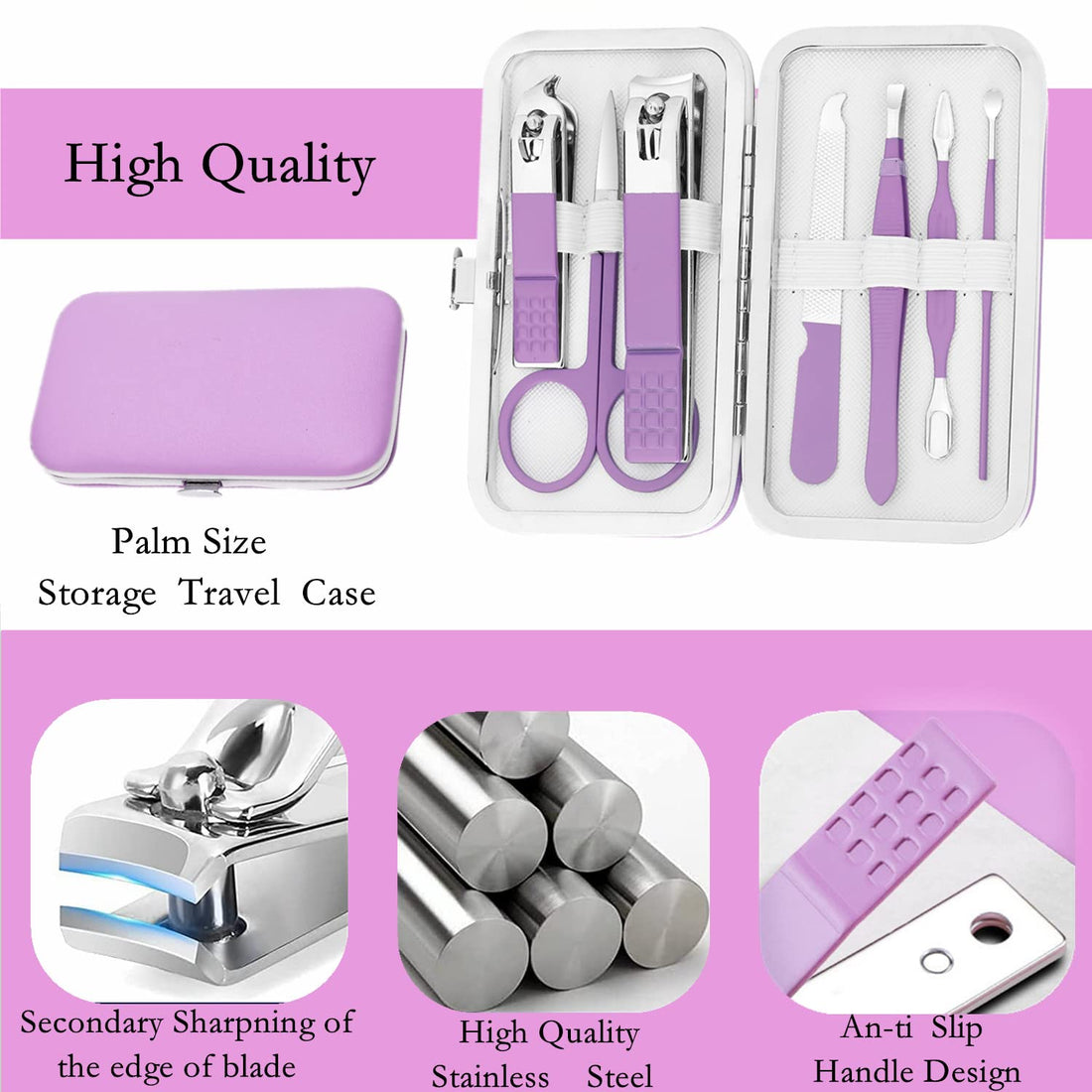 Manicure Set Women Nail Clipper Set Grooming Kit Pedicure Kit Finger Nail Clippers Grooming Kit Nail Tools Gift with Travel Case For Women Girls Friends Parents Gifts