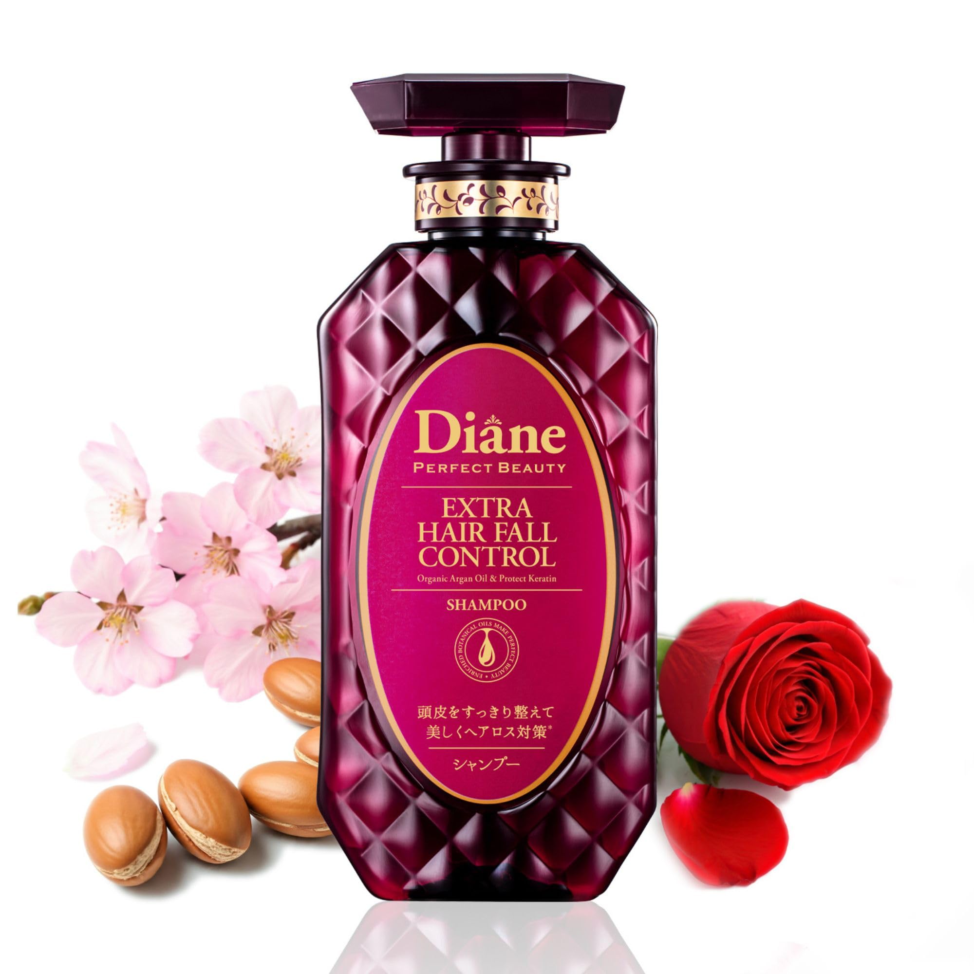 Moist Diane Keratin Shampoo for Hair Loss & Itchy Scalp Men & Women, Organic Shampoo with Argan Oil & Wasabi from Japan, Dry Scalp Solution for Hair Thickening, EXTRA HAIR FALL CONTROL, 15.2 Fl Oz