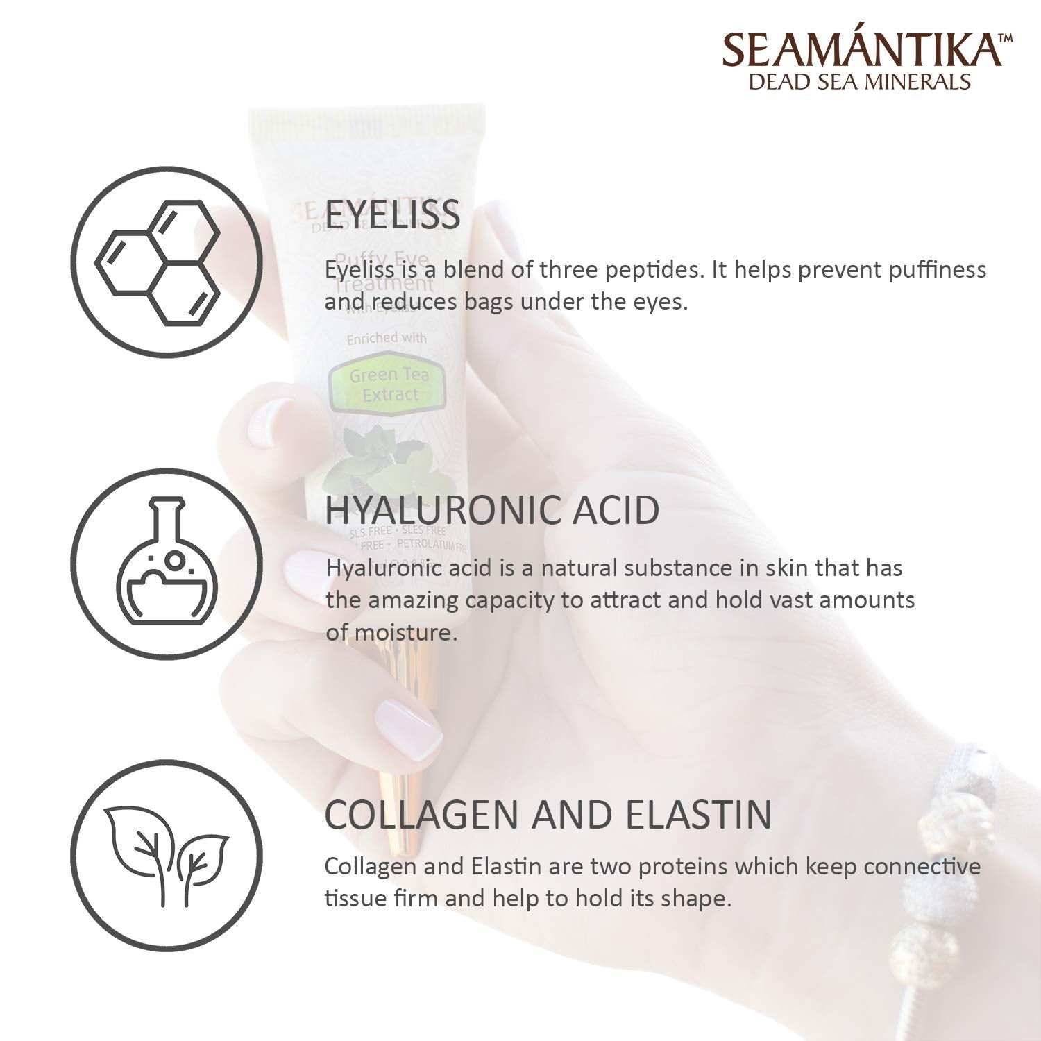 Puffy Eye Treatment Instant results – Naturally Eliminate Wrinkles, Puffiness, Dark Circle and Bags in Minutes – Hydrating Eye Cream w/ Green Tea Extract, Dead Sea Minerals by SEAMANTIKA – .8 fl.oz.