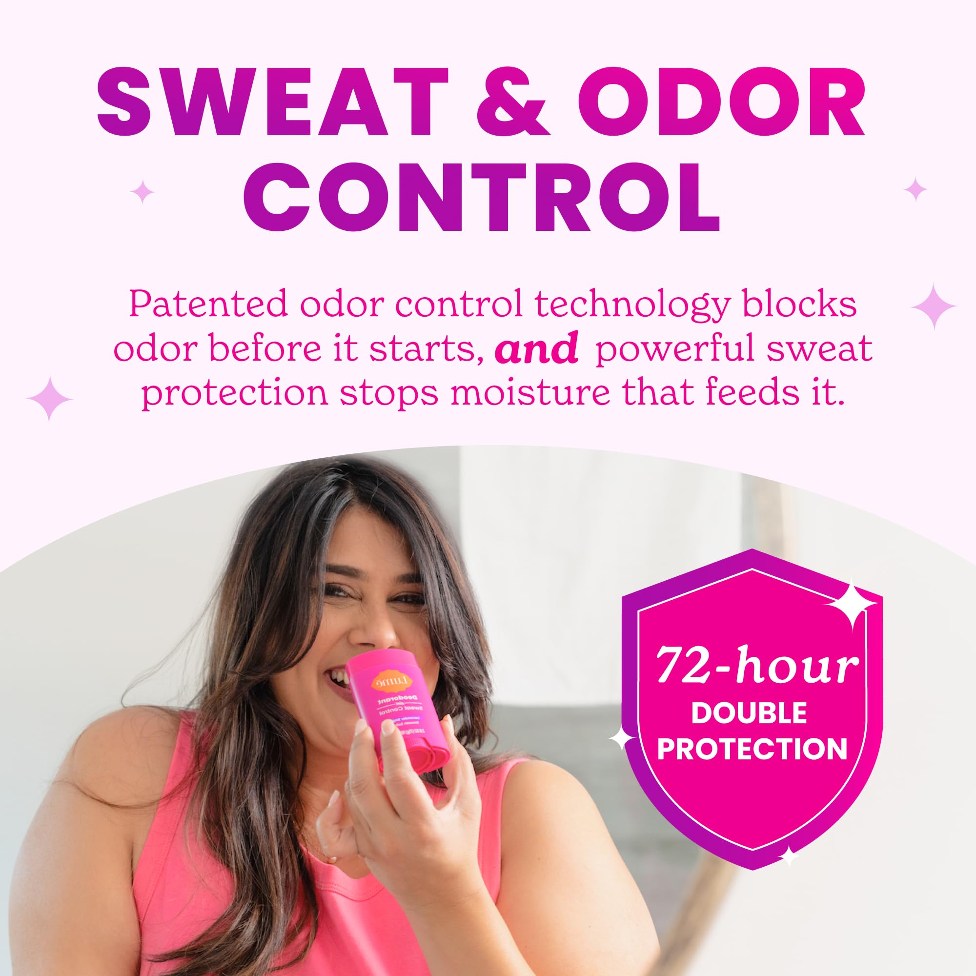 Lume Deodorant Plus Sweat Control - Smooth Solid Stick - Extra Strength Antiperspirant - 72 Hour Odor And Sweat Control - Baking Soda Free, Skin Loving - 2.6 ounce (Lavender Sage) Pack of 2