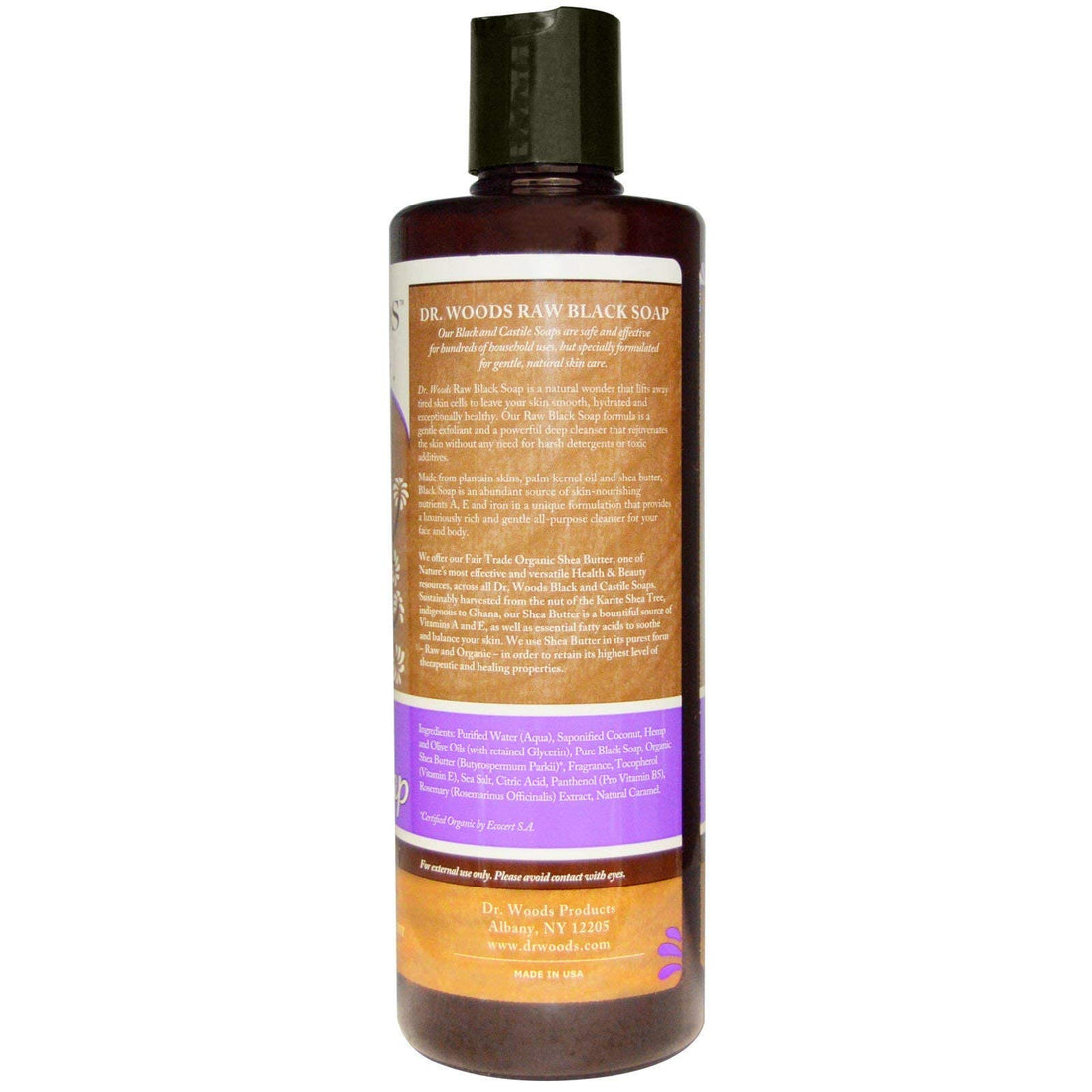 Dr. Woods Raw Black Moisturizing Liquid Castile Soap with Organic Shea Butter, 16 Ounce