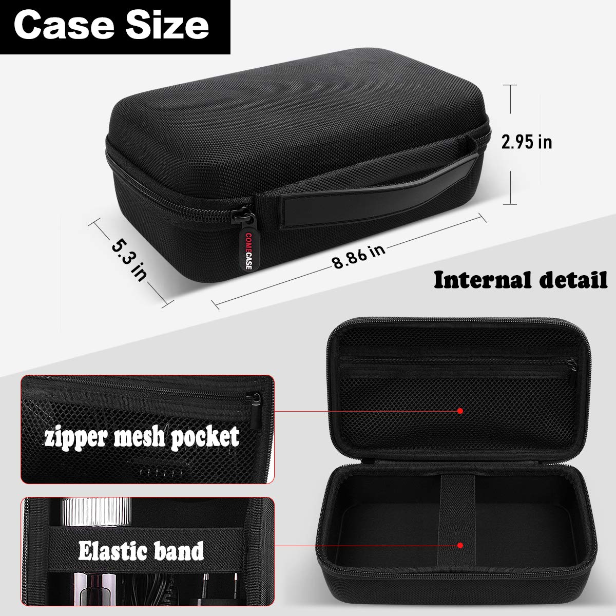 Case for Hatteker/for oneisall/for Ufree/for Novah Hair Clipper, Beard Trimmer Organizer Storage for Men Hair Cutting Kit Precision Shaver, with Inner Net Bag for Grooming Kit (Case Only)