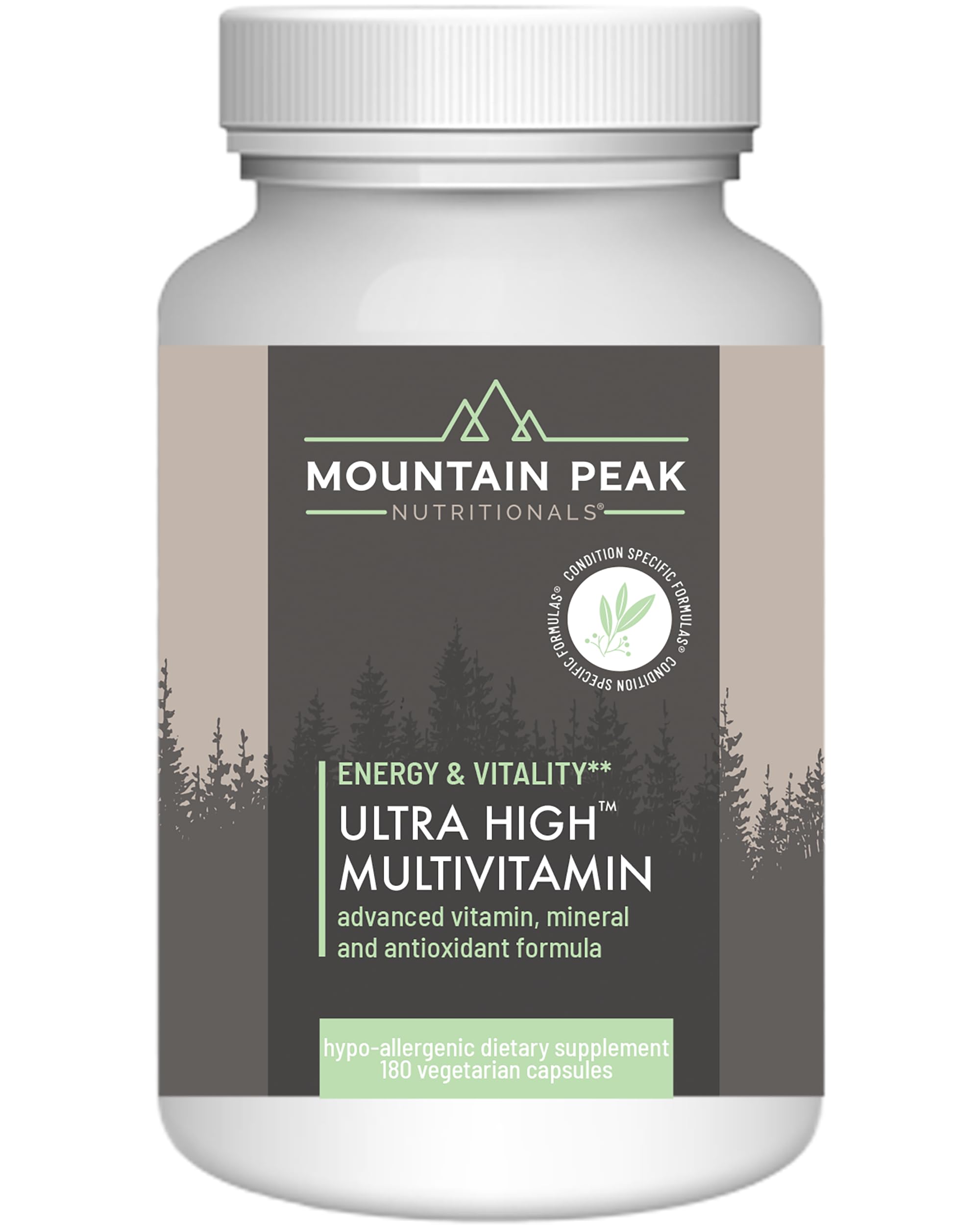 Mountain Peak Nutritionals Ultra High Multivitamin - Helps Support Well Being - Complete w/Vitamin A, Vitamin B12 & Probiotic Formula - Hypoallergenic Dietary Supplement (180 Vegetarian Capsules)