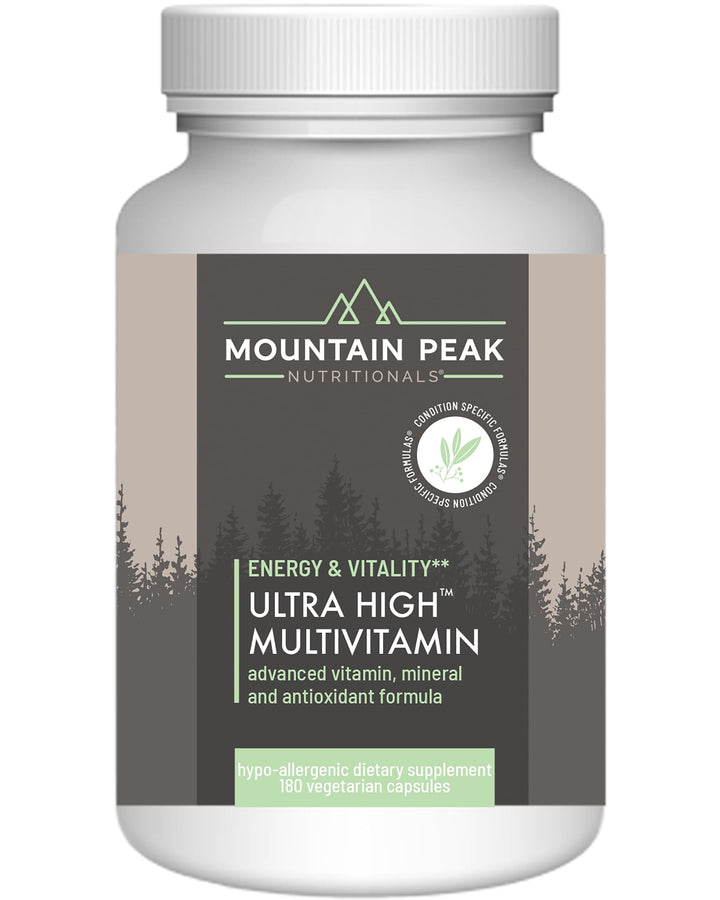 Mountain Peak Nutritionals Ultra High Multivitamin - Helps Support Well Being - Complete w/Vitamin A, Vitamin B12 & Probiotic Formula - Hypoallergenic Dietary Supplement (180 Vegetarian Capsules)