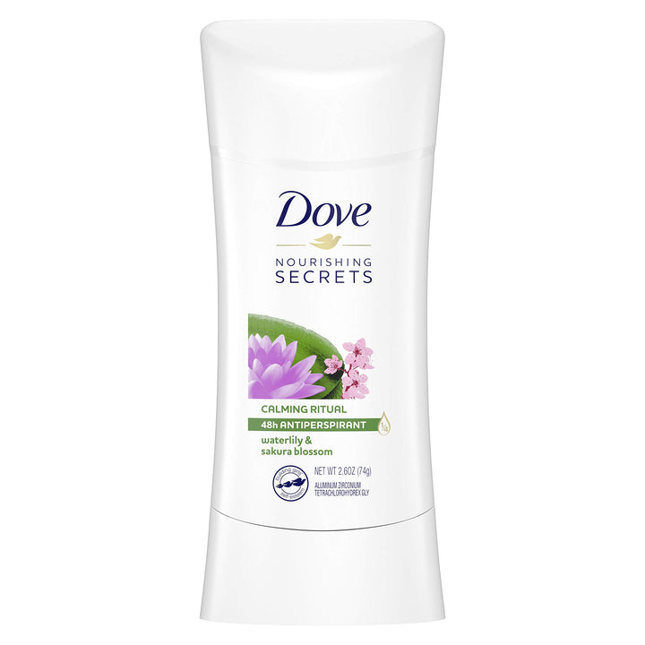 Dove Nourishing Secrets Antiperspirant Deodorant Stick for Women, Waterlily & Sakura Blossom, for 48 Hour Underarm Sweat Protection And Soft And Comfortable Underarms, 2.6 oz