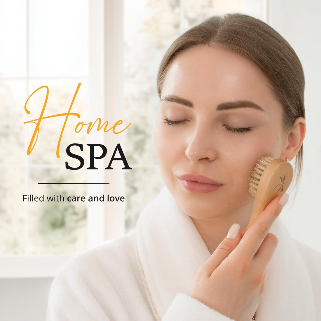 Premium Dry Brushing Body Brush Set- Natural Boar Bristle Body Brush