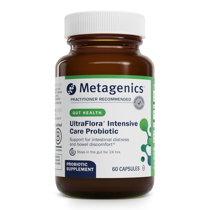 Metagenics UltraFlora Intensive Care Probiotic - Probiotic for Digestive Health* - for Occasional Irritation & Bowel Discomfort* - Immune Support* - Non-GMO & Gluten-Free - 60 Capsules