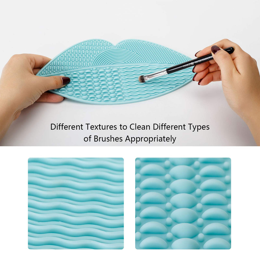 PINKZIO 3PCS Silicone Makeup Brush Cleaning Mat, Portable Brush Cleaner Mat (Red,Blue,Pink)