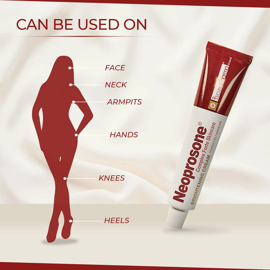 Neoprosone, Skin Brightening Cream | 1.7 Fl oz / 50 ml | Fade Dark Spots on: Face, Elbows, Knees, Body | with Alpha Arbutin, Lactic Acid, Castor Oil