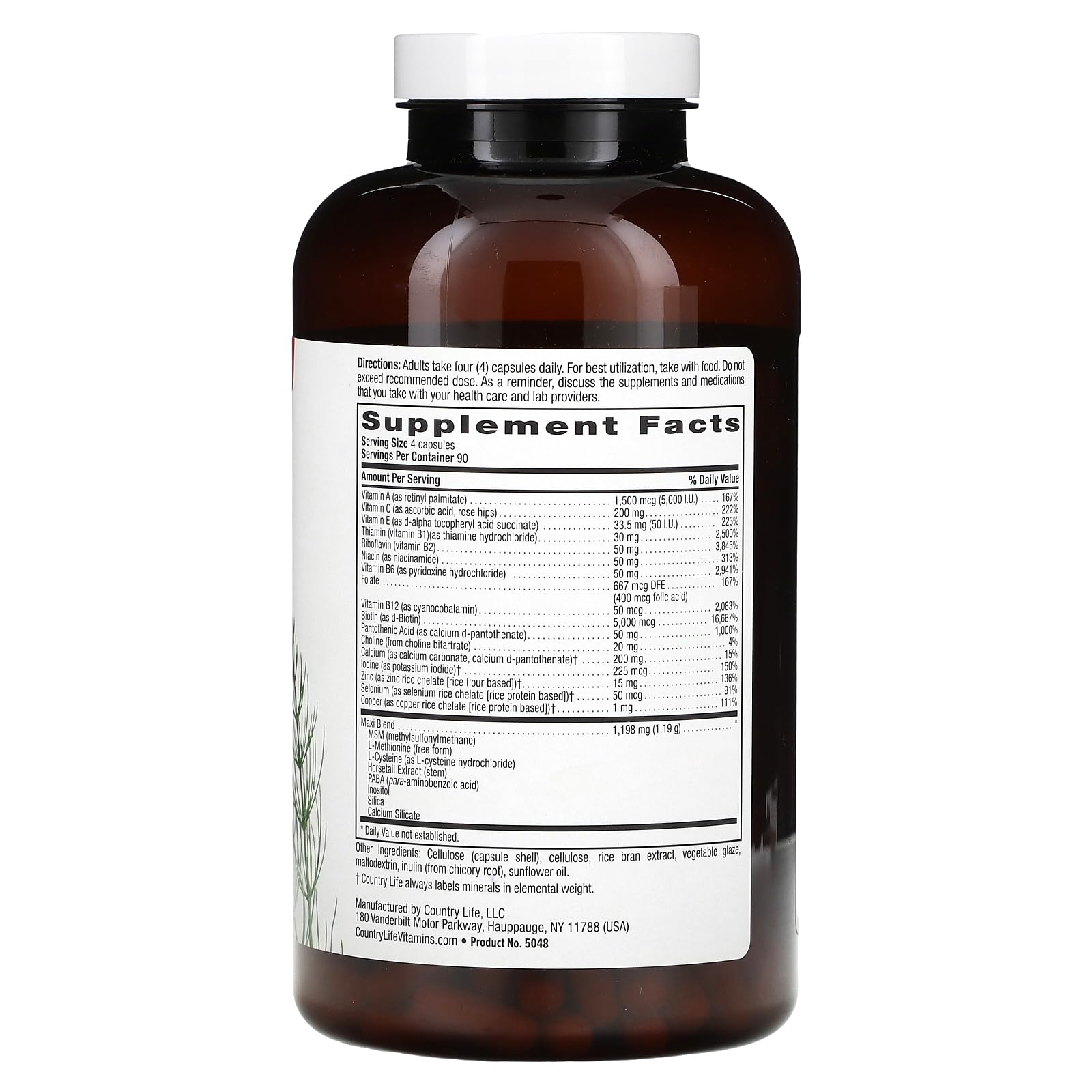 Country Life Maxi-Hair Plus 5000 mcg Biotin, 360 Capsules, Certified Gluten Free, Certified Vegetarian