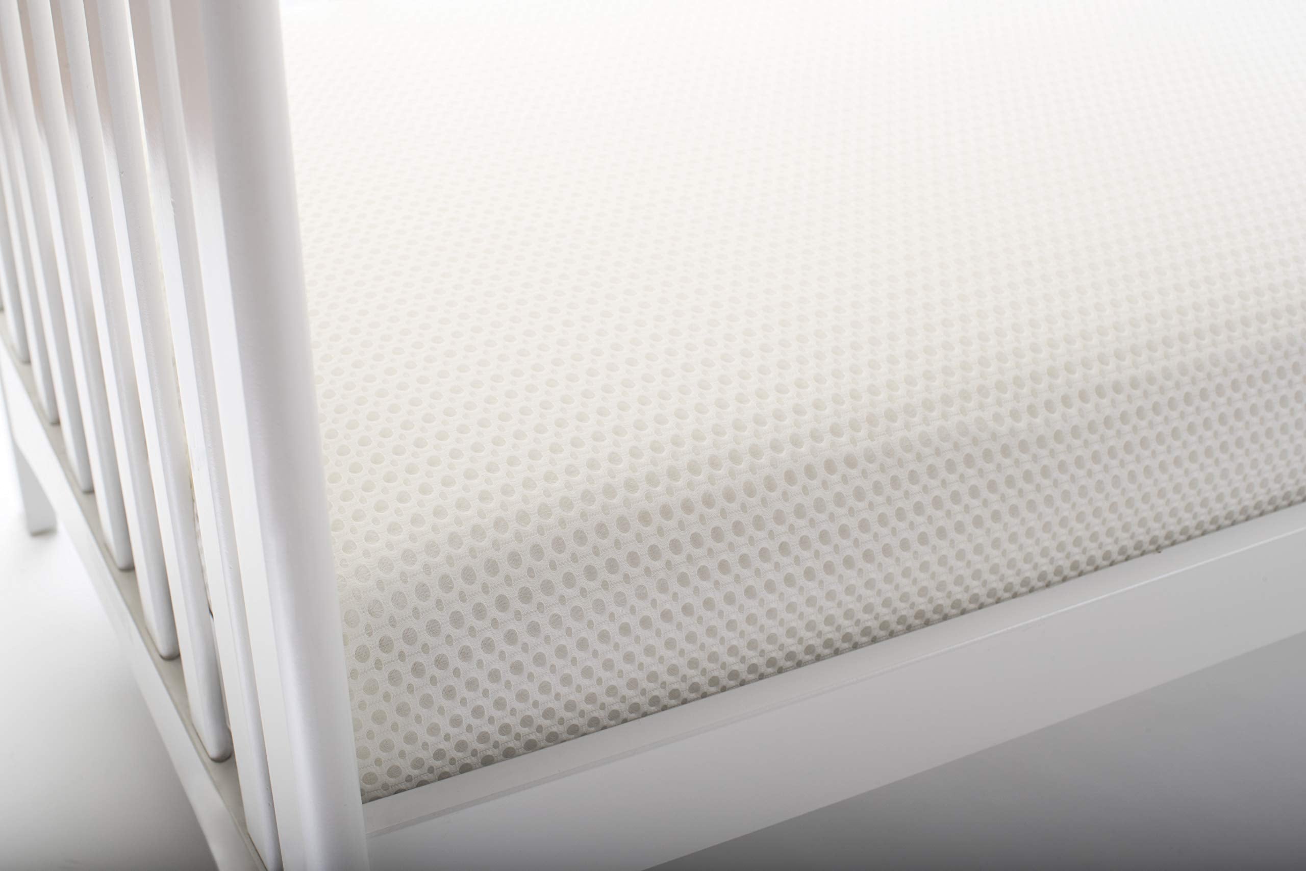 Lullaby Earth Breathe Safe Air Breathable Crib Mattress Pad, Removable Mattress Cover with Waterproof Layer for Baby and Toddler Beds, Standard Crib Size White