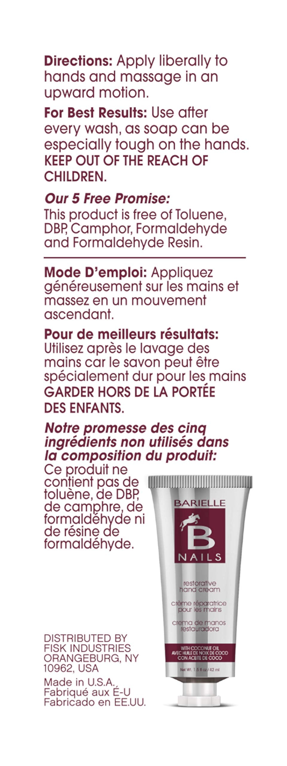 Barielle Restorative Hand Cream w/ Coconut Oil 1.45 oz.