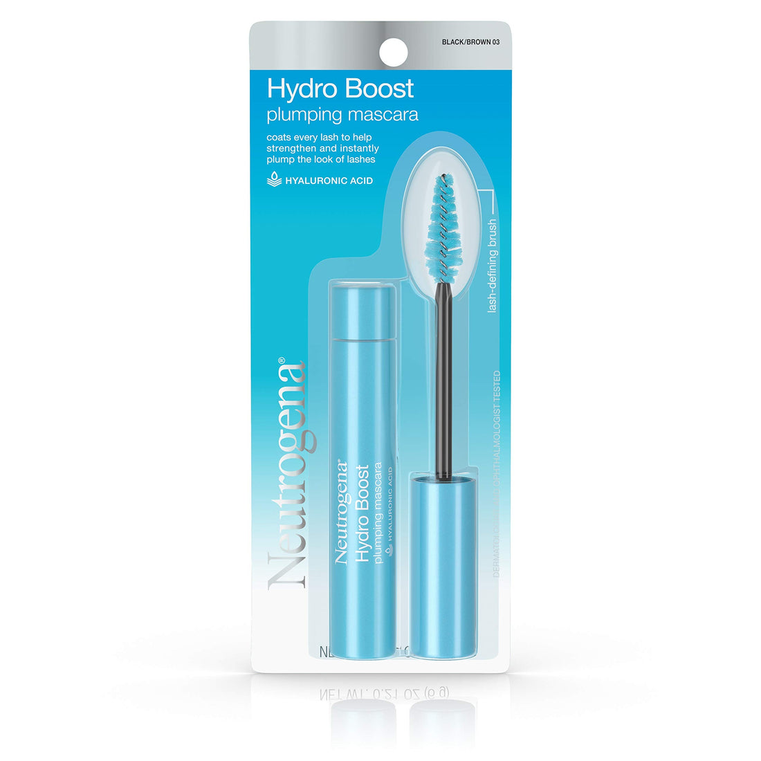 Neutrogena Hydro Boost Plumping Mascara Enriched with Hydrating Hyaluronic Acid, Vitamin E, and Keratin for Dry or Brittle Lashes, Black/Brown 03.21 oz