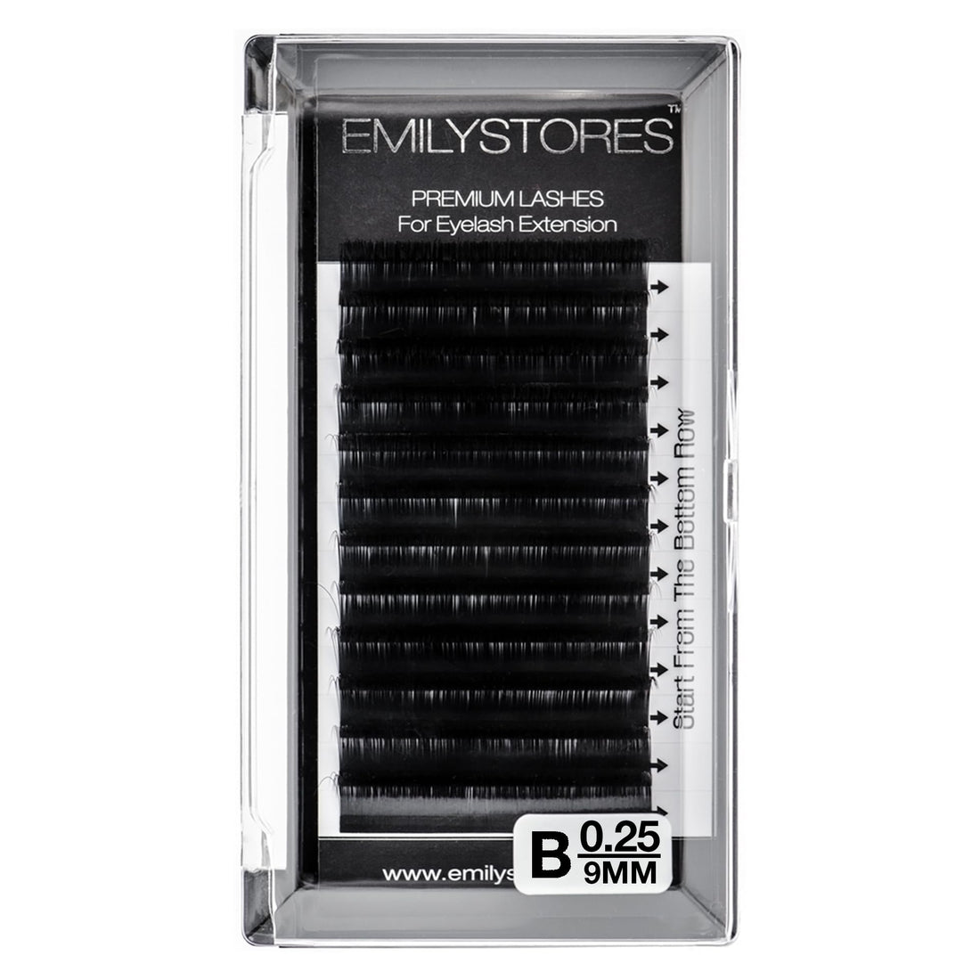 EMILYSTORES Eyelash Extensions 0.25mm Thickness B Curl Length 9mm Silk Mink Fake Eye Lashes In One Tray by EMILYSTORES