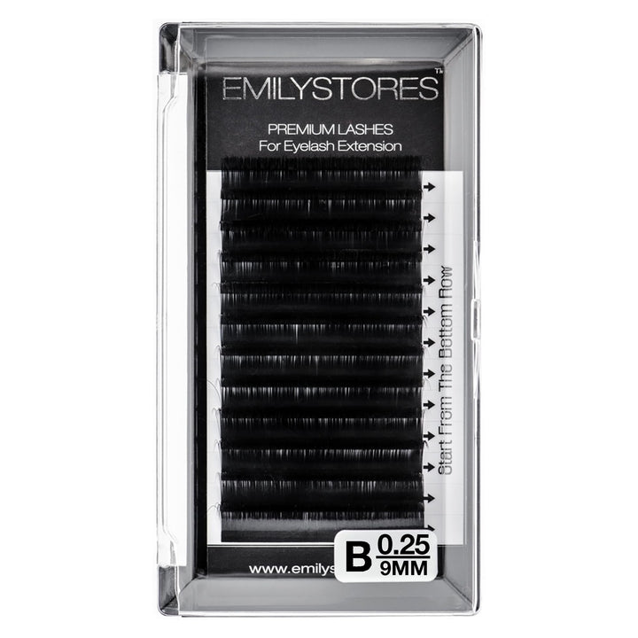 EMILYSTORES Eyelash Extensions 0.25mm Thickness B Curl Length 9mm Silk Mink Fake Eye Lashes In One Tray by EMILYSTORES