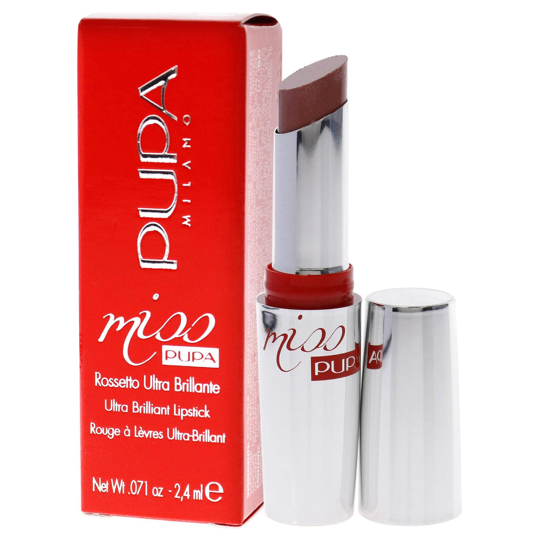 PUPA Milano Miss Pupa Lipstick - Ultra Bright, Crystal Effect - Super Shiny Lips - Semi-Transparent Comfortable Lip Color - Enhance the Volume of your Lips - 110 Nude Vibes - 0.071 Oz