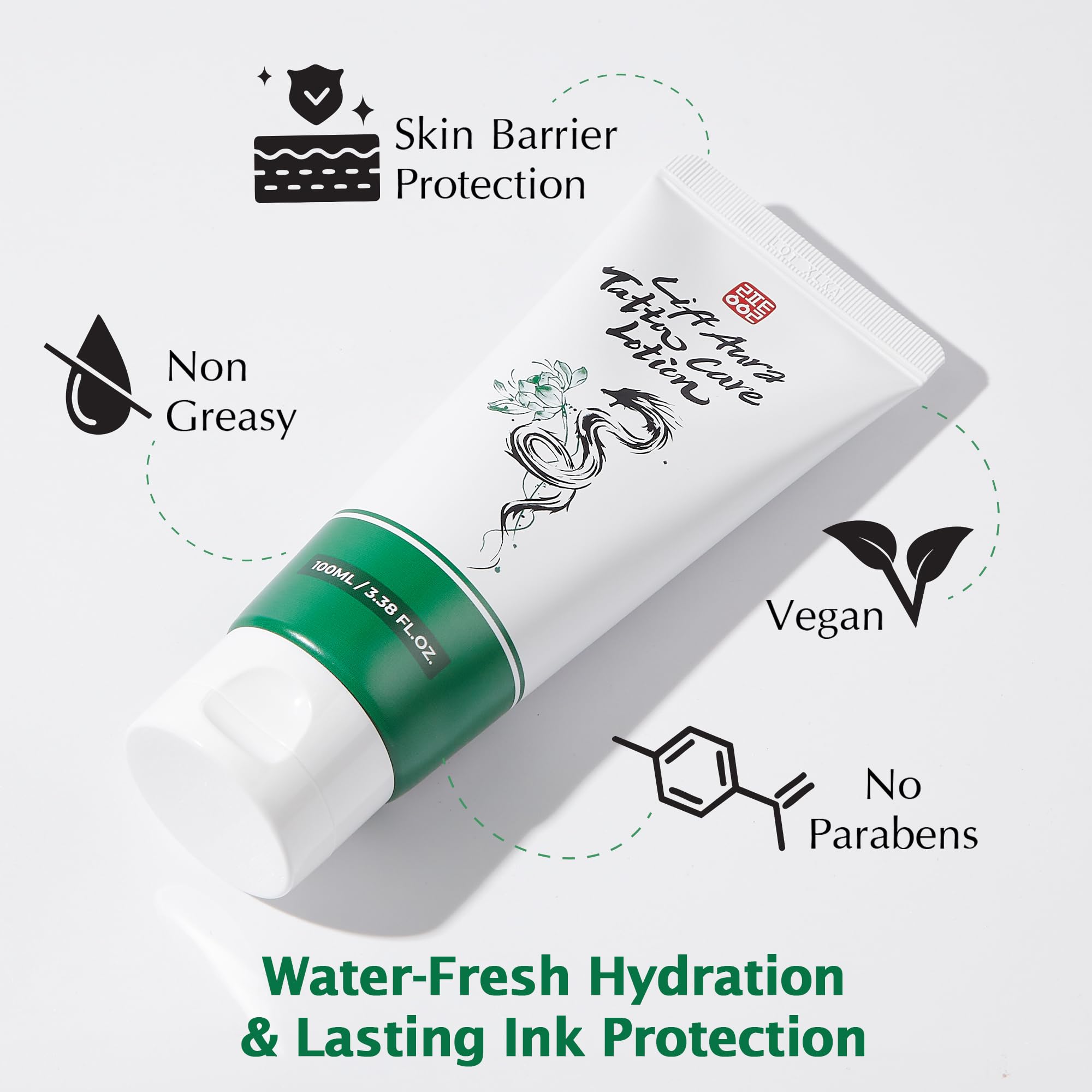 LiftAura Tattoo Aftercare Moisturizer – Daily Hydrating Lotion with Clean Ingredients, Gentle Care for Tattooed Skin, 3.4 oz Tube