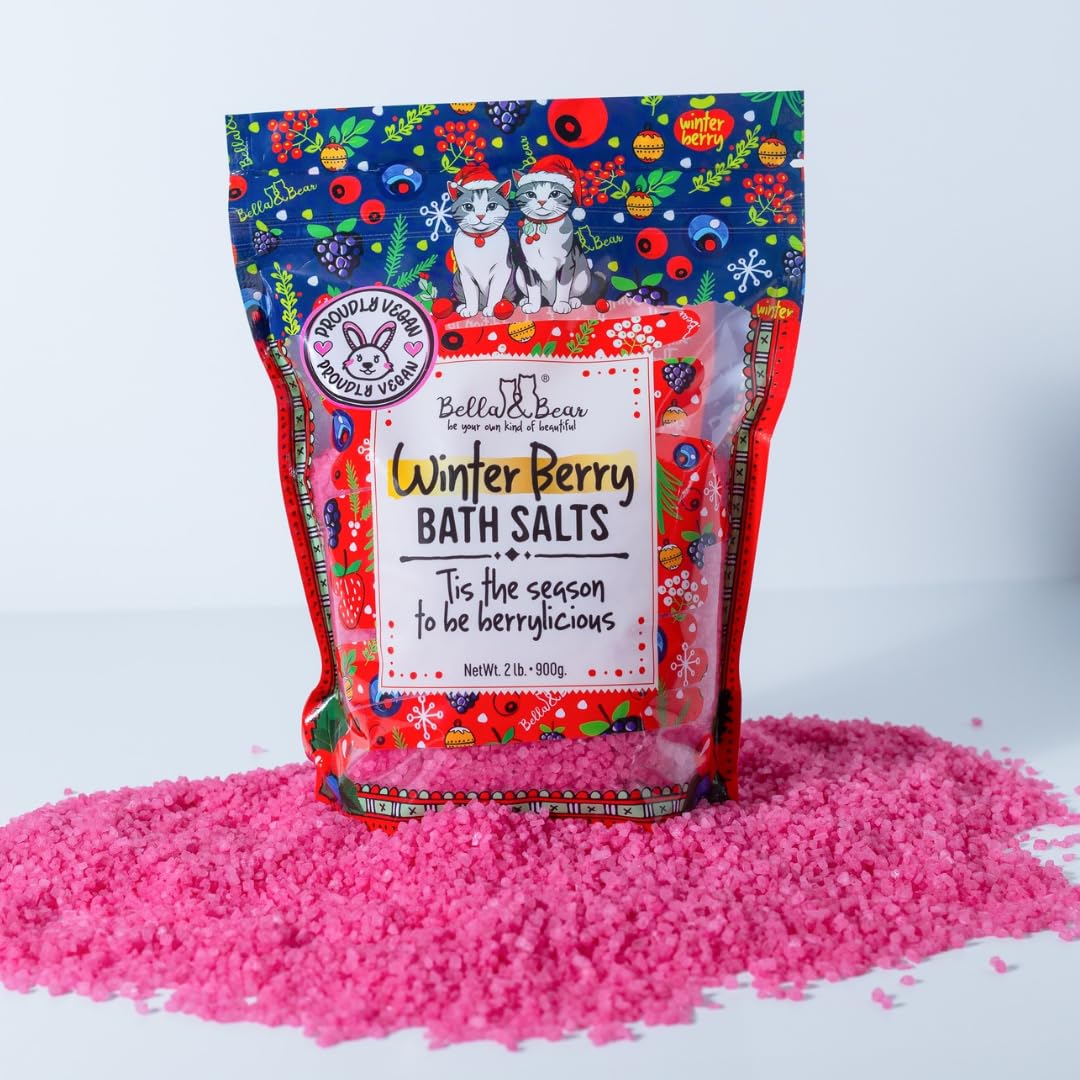 Bella & Bear Winter Berry Bath Salts, Cruelty Free Festive Christmas Packaging - Stocking Stuffer Gift