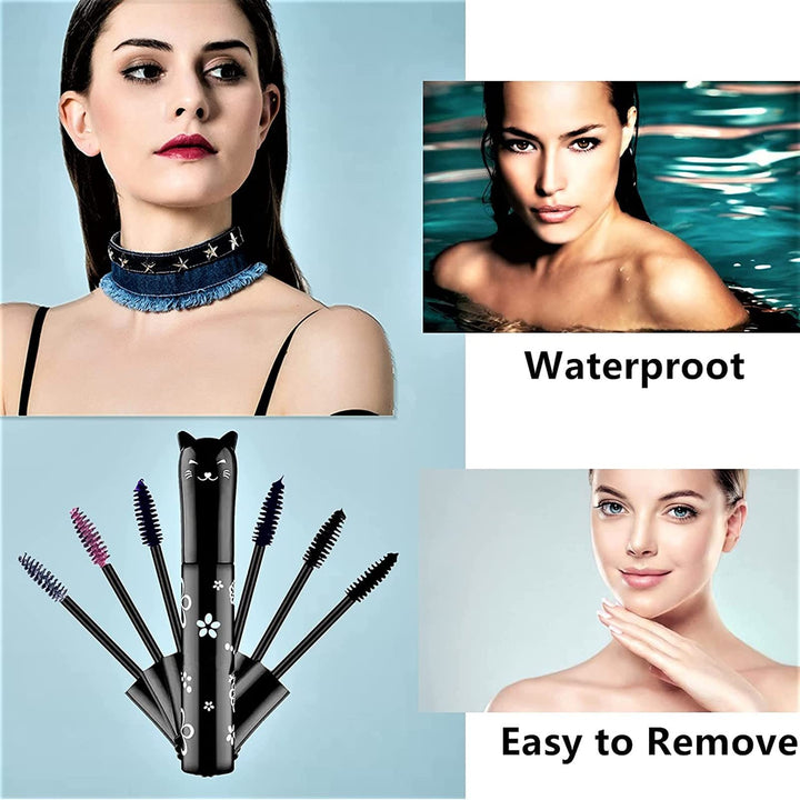 LGSZGDCN 2 PCS black Cat eye mascara Eyes Makeup Color Mascara Waterproof Fast Dry Eyelashes Curling Lengthening Makeup Eye Lengthening, Lifting, Curling