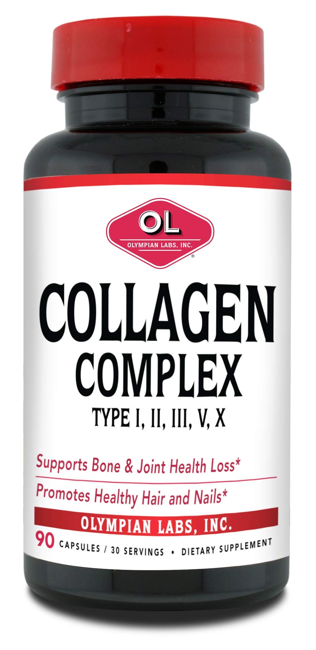 Olympian Labs Multi Collagen Complex Type I, II, III, V, X, Hair, Nails, Joint, Gut Health, 90 Caps, 30-Day Supply