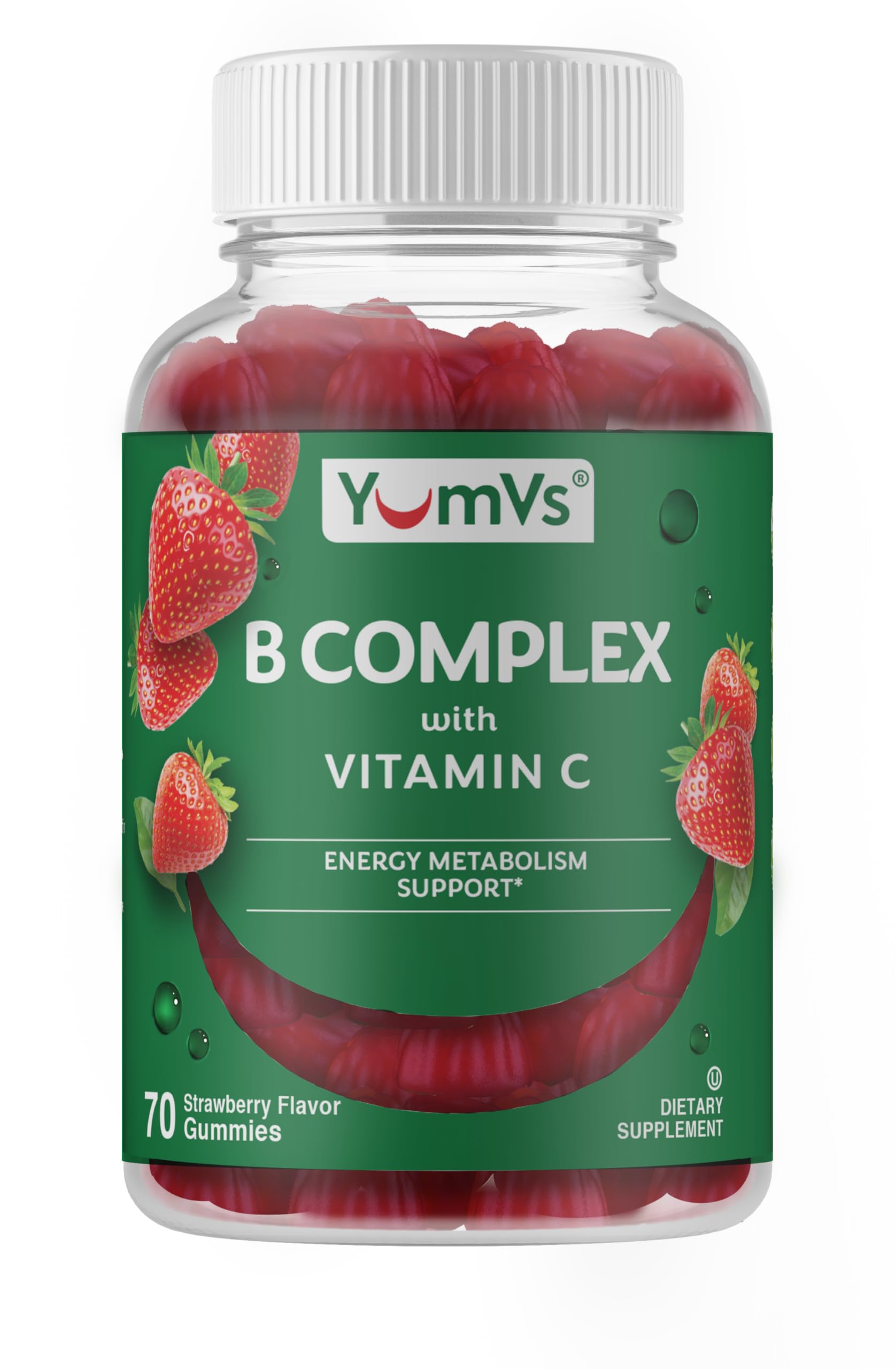YumVs Vitamin B Complex with Vitamin C Gummies | B12, B6, Niacin, Folic Acid & Inositol |Vegan Daily B Complex for Men & Women |Natural Flavor | Non-GMO & Kosher | 1 a Day | 70 Count