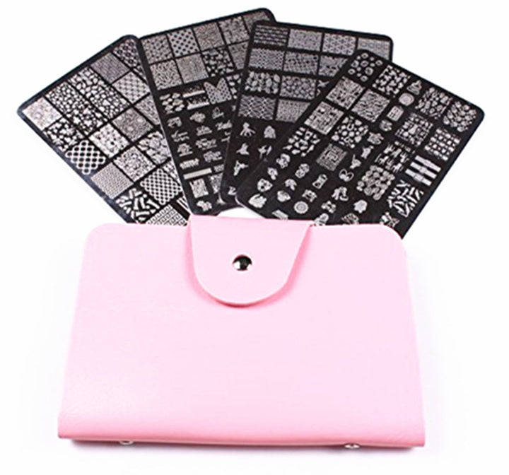 Finger Angel 4PCS Big Nail Art Stamp Plates With Stamping Image Plates Collection Manicure Tools Plate Organizers