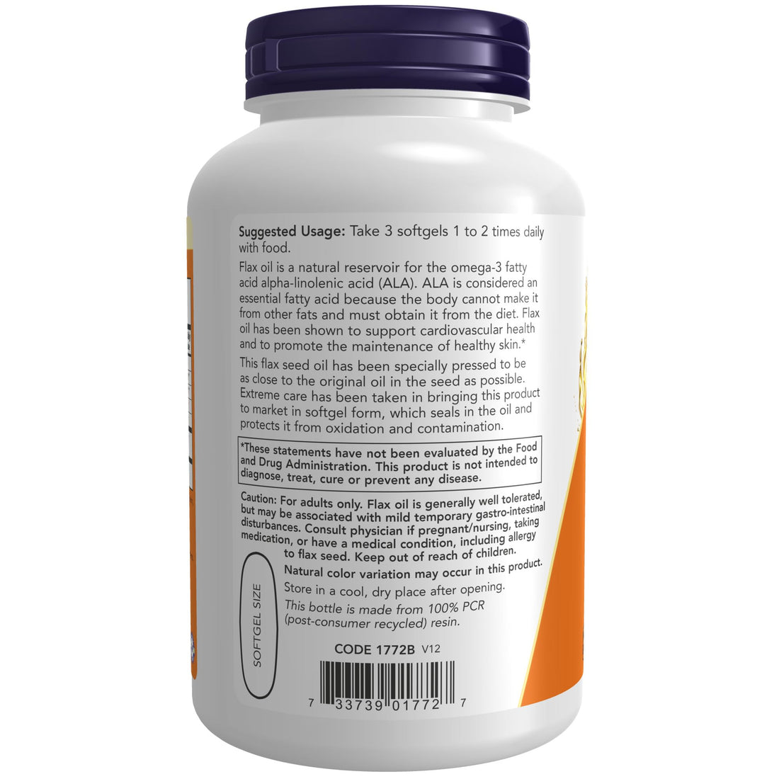 NOW Foods Supplements, Flax Oil 1,000 mg made with Organic Flax Oil, Cardiovascular Support*, 250 Softgels