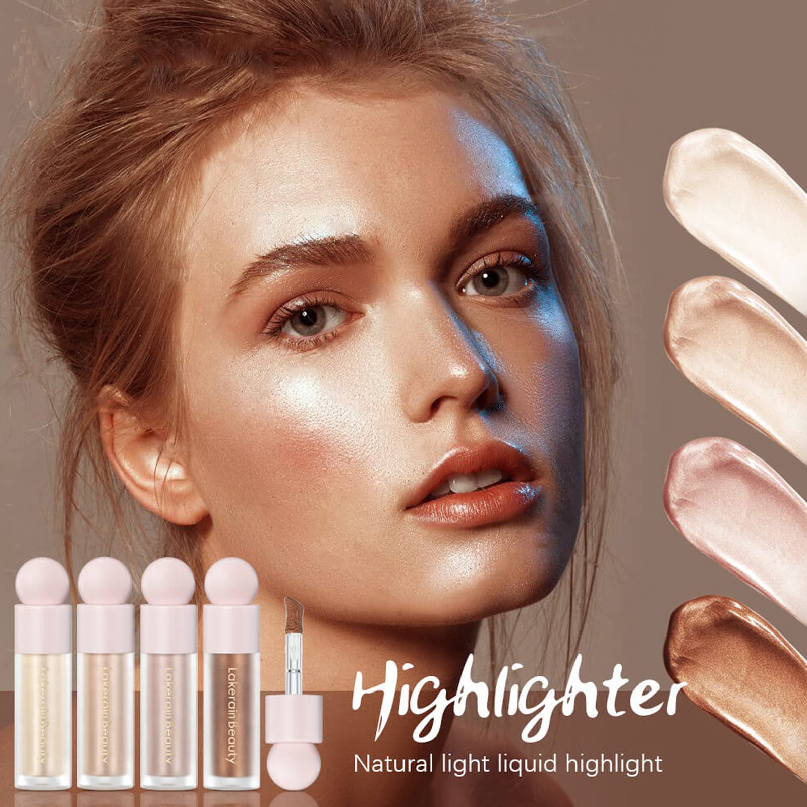 MEICOLY Light Liquid Highlighter,Long Lasting Liquid Luminizer Shimmer Stick,Waterproof Smooth Highlight Face Illuminator,Silky Natural Glow Makeup Sparkly Highlighters for Face,03 Enchant