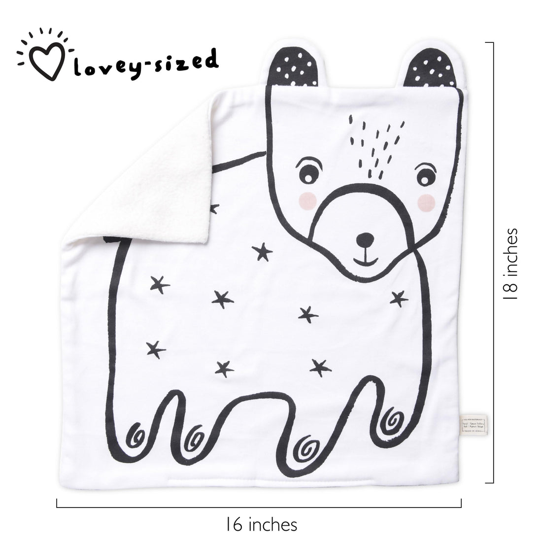 Wee Gallery Organic Snuggle Blanket (Bear) - for Babies, Cotton Jersey and Sherpa, Soft Soothing Plush Blankie, Lovey, Baby Gift for Newborn Boys and Girls