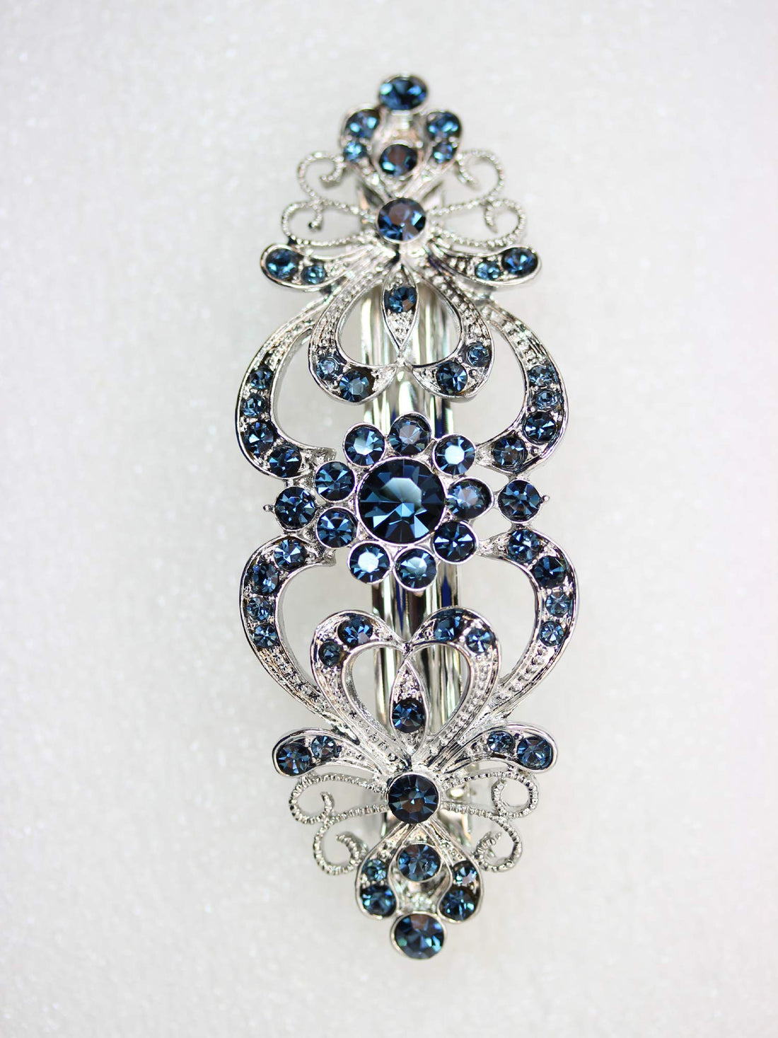 Faship Navy Blue Rhinestone Crystal Hair Gold Plated Barrette