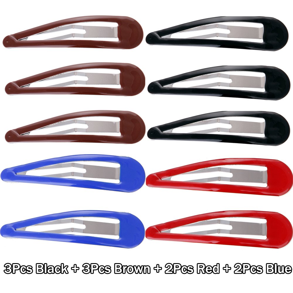 LONEEDY Pack of 10 Large Metal Stoving Varnish Hair Snap Clips,3.5 inch Long No-slip Hair Clips Barrettes For Women and Girls (Mixed color)