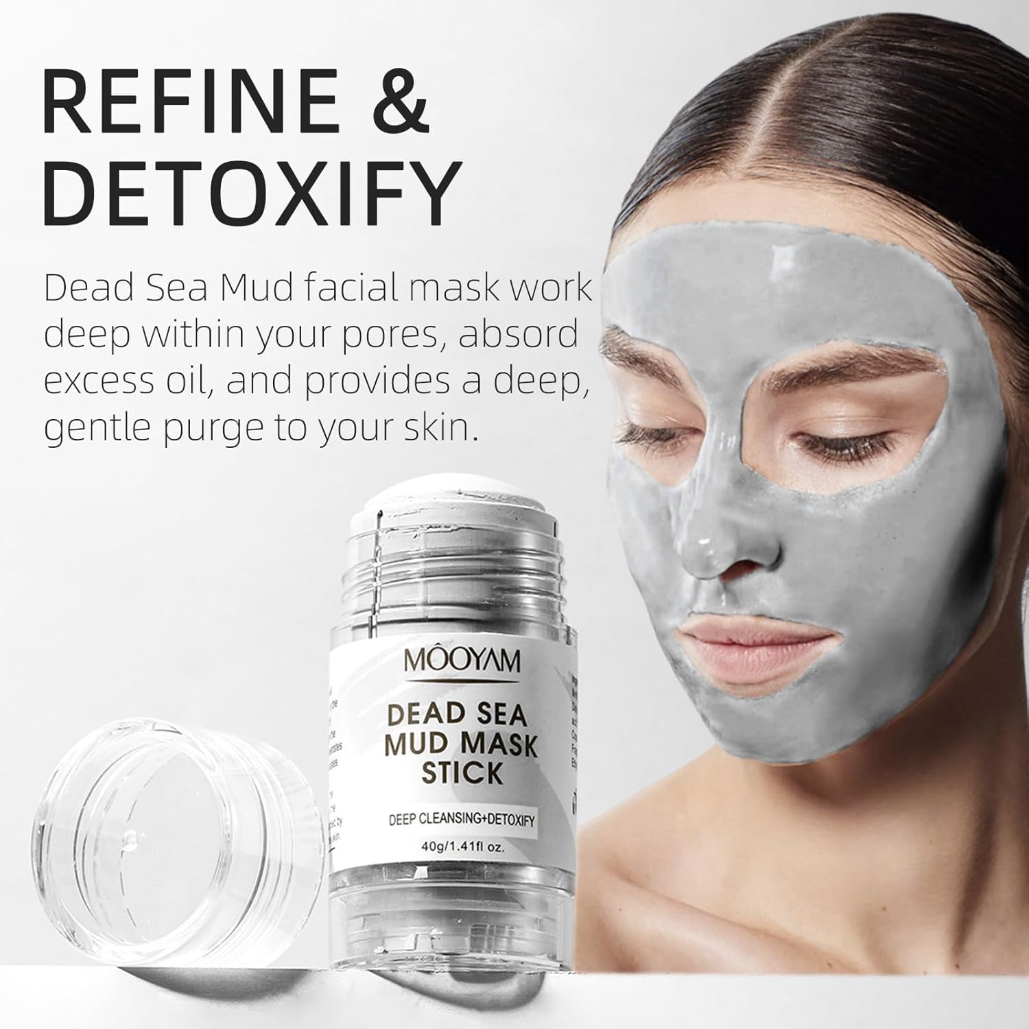GUOYAOLIFU Clay Mask for Face, Dead Sea Mud Mask Stick Purifying Face Mask Deeping Cleanser Blackhead Detoxify Blemished Skin Oil Control, Dead Sea Mud Mask Skin Care for All Skin Types