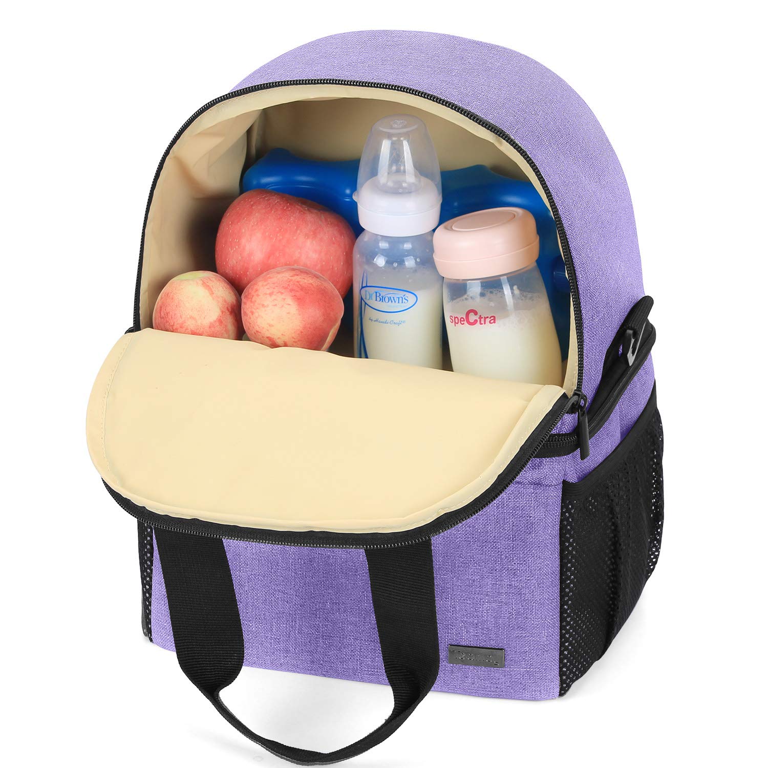 Teamoy Breast Pump Bag Tote with Cooler Compartment for Breast Pump, Cooler Bag, Breast Milk Bottles and More, Double Layer Pumping Bag for Working Moms, Purple(Bag Only)
