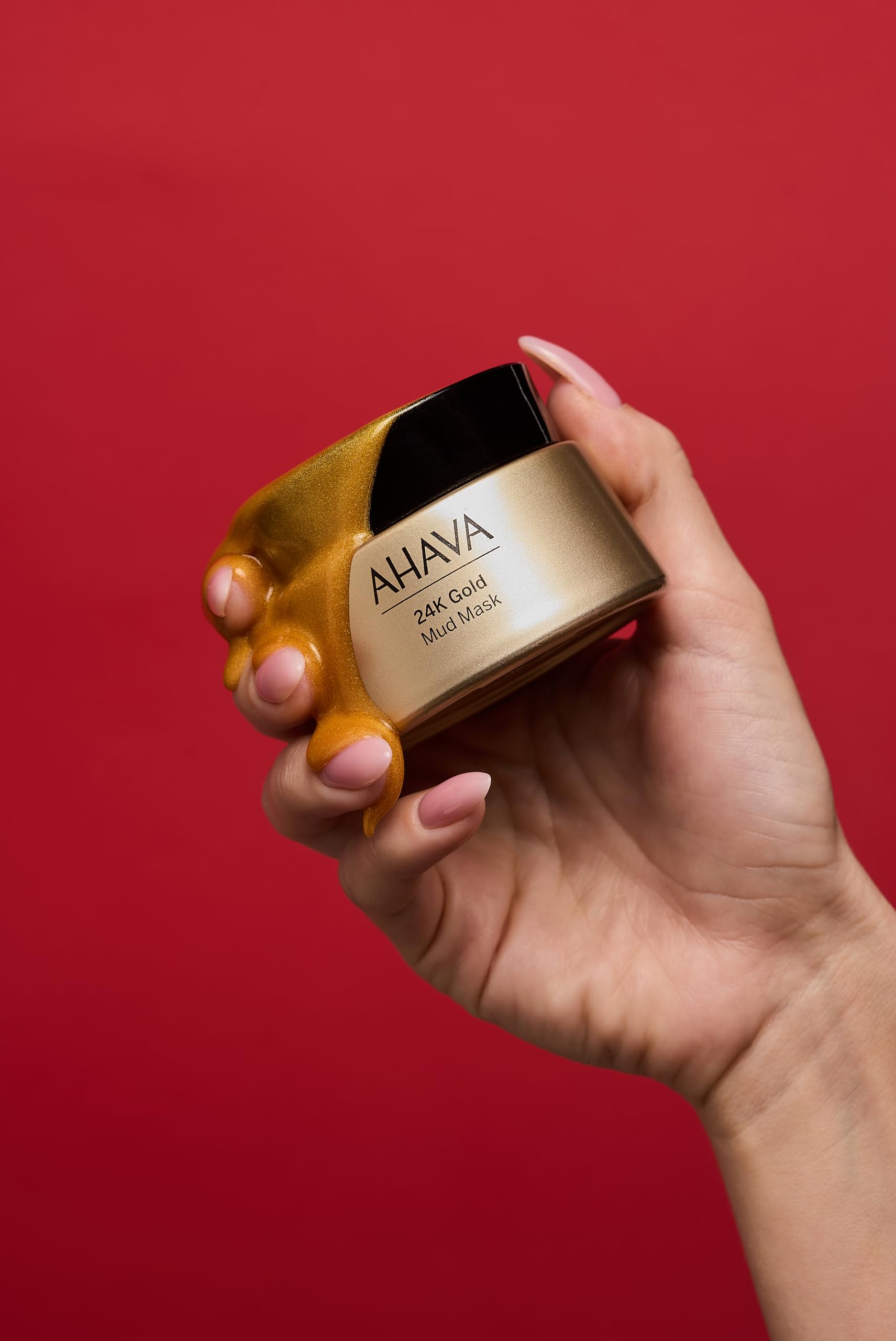 AHAVA 24K Gold Mineral Mud Mask - Luxury Mud Mask for Refined, Luminously Radiant Skin, Smoothes, Firms & Illuminates, includes 24K Gold, Osmoter, Dead Sea Mud, Matrixyl & Hyaluronic Acid, 1.7 Fl.Oz
