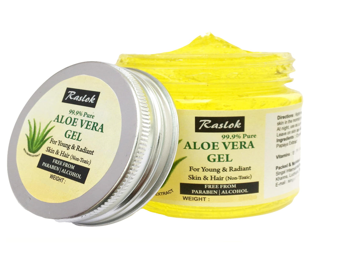 Raslok Aloe Vera Gel Pure Natural Organic Aloe Gel For Moisturizing Face Skin & Hair Care (Papaya, 11.46 OZ)