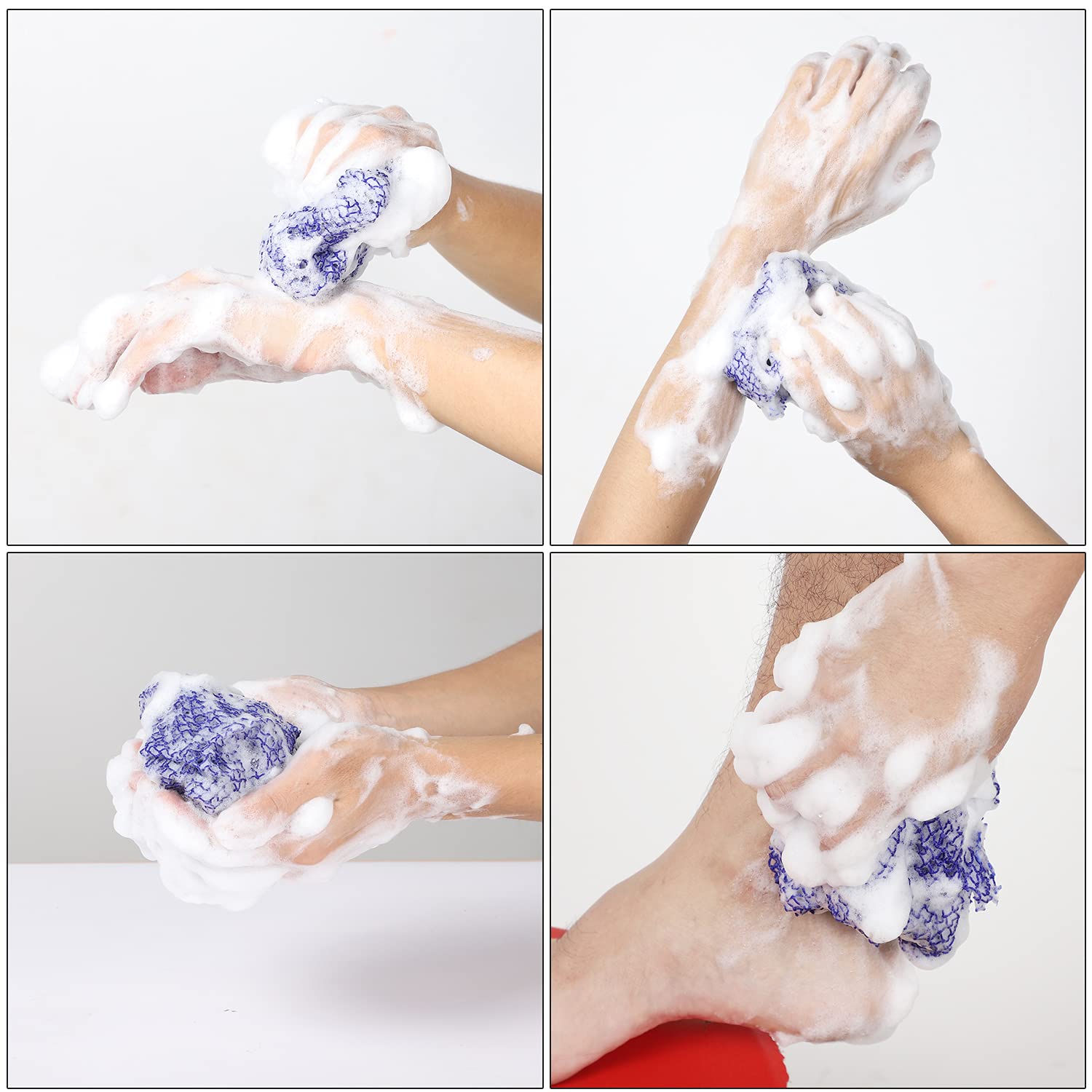 African Net Long Bath Net Sponge,JASSINS African Bathing Sponge,Body Exfoliating Long Net Shower Body Scrubber Back Scrubber Skin Smoother,Stretch Length to 66 INCH (Blue)