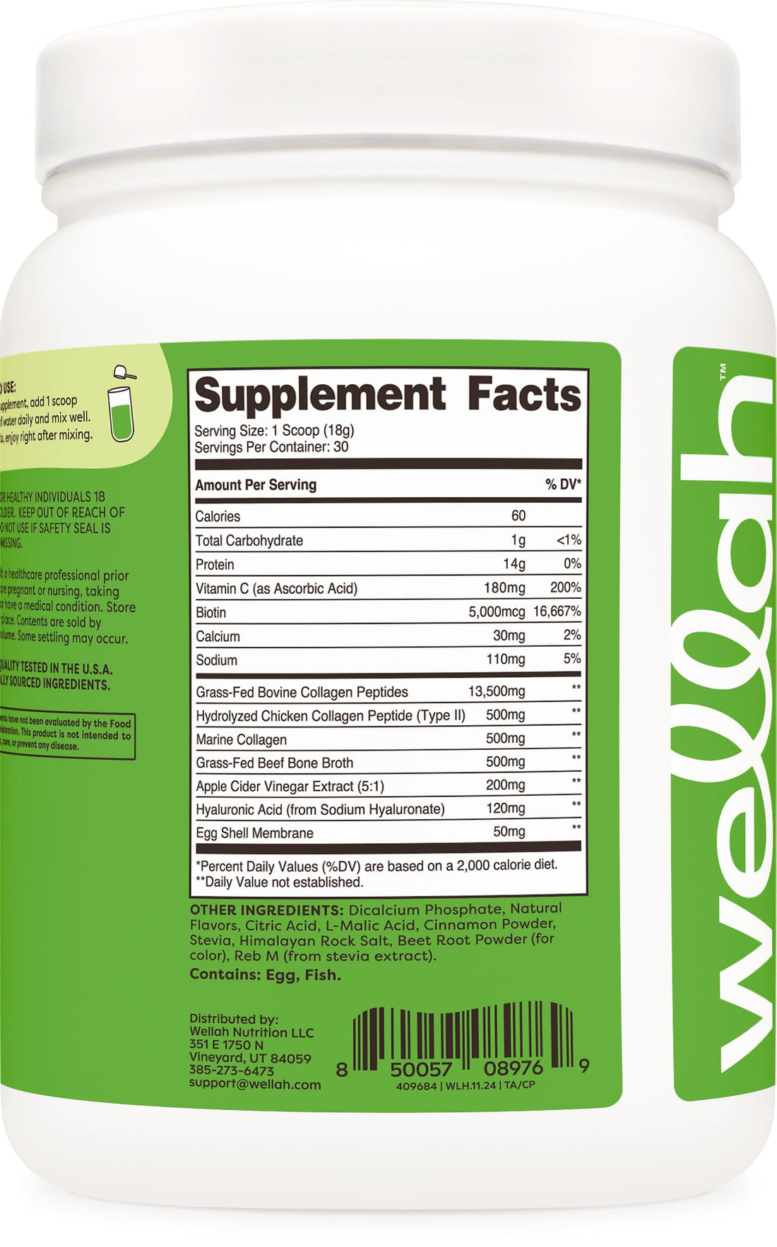 Wellah The Afterglow Multi Collagen Protein + Beauty (30 Servings, Cinnamon Pear) - Hair, Skin, Nail & Joint Support - Non-GMO and Gluten Free