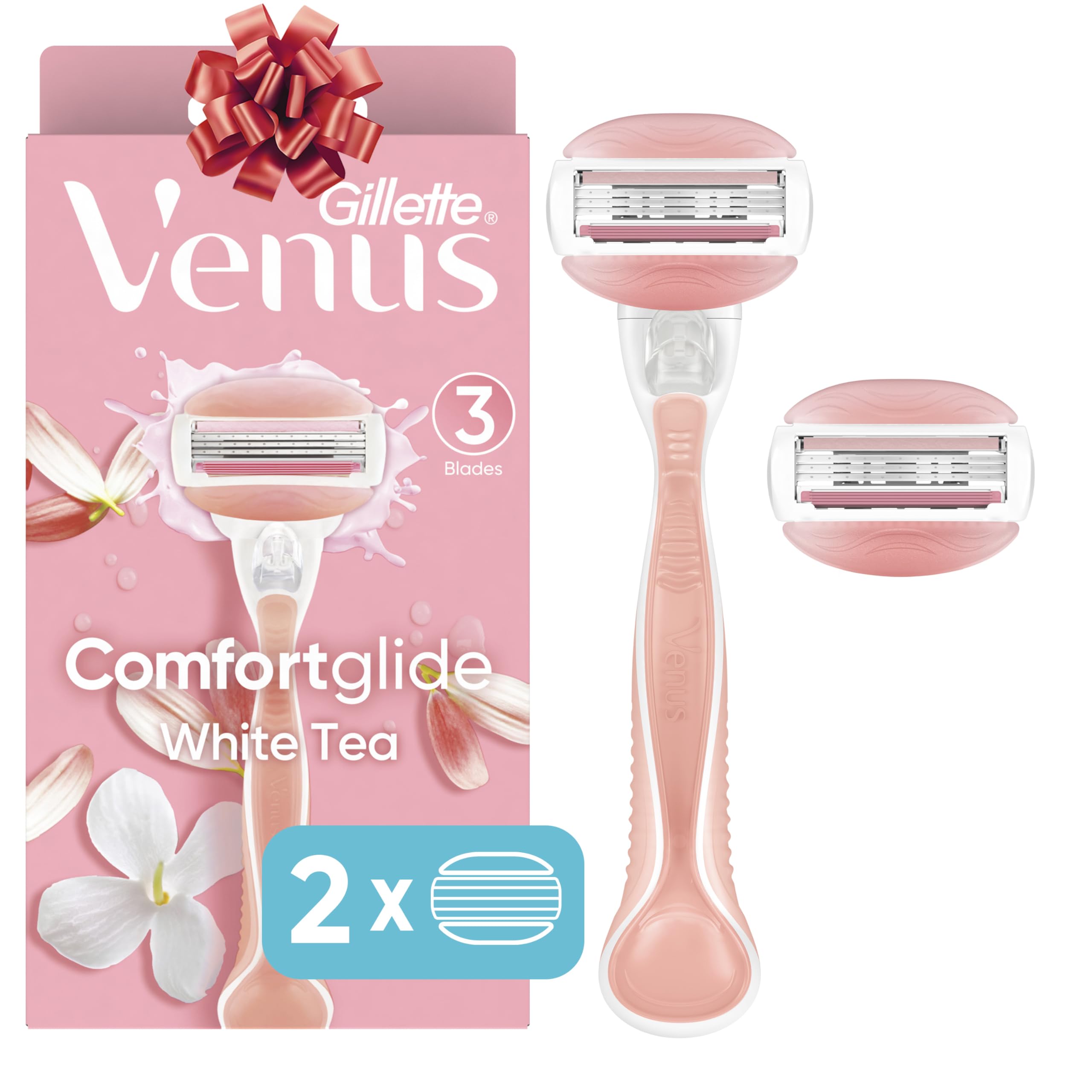 Gillette Venus Comfortglide Women's Razor with 2 Razor Blade Refills, White Tea, Womens Razors / Blades