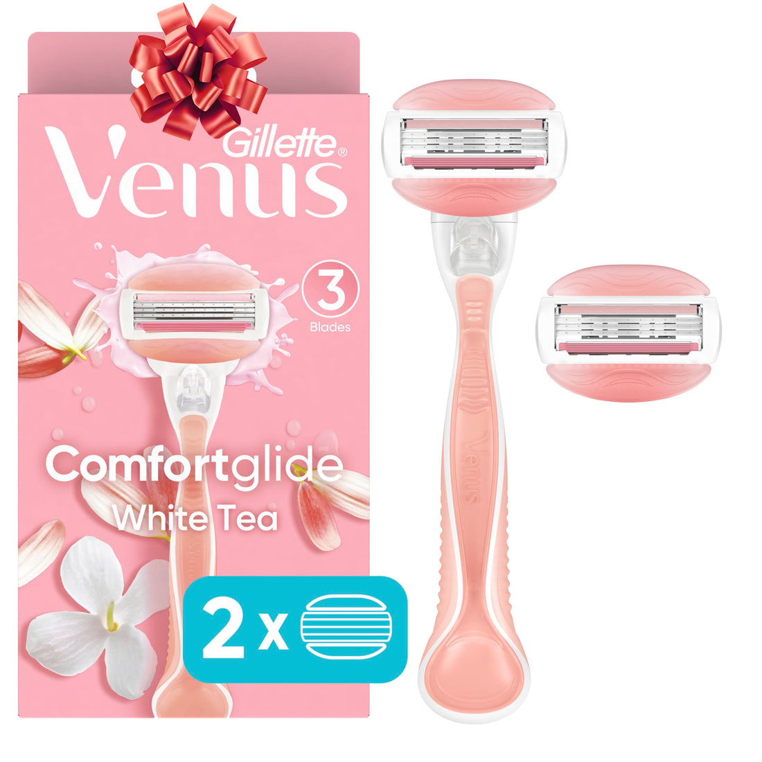 Gillette Venus Comfortglide Women's Razor with 2 Razor Blade Refills, White Tea, Womens Razors / Blades