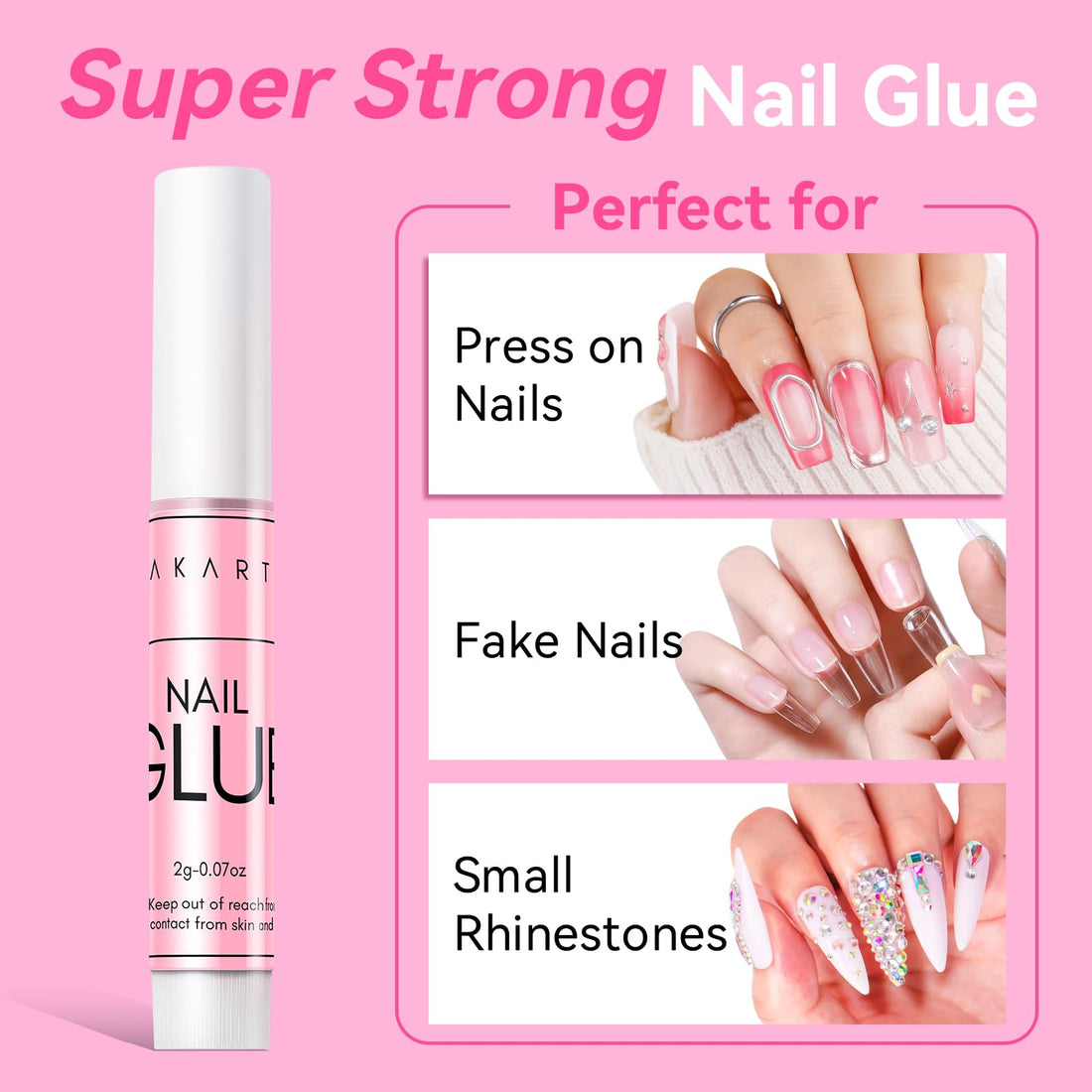 Makartt Super Strong Nail Glue for Press On Nails: Professional Acrylic Nails Nail Adhesive Bond Nail Tips Glue for Stick On Nails Long Lasting Nail Glue for Fake Nails Broken Nails Repair 10Pcs