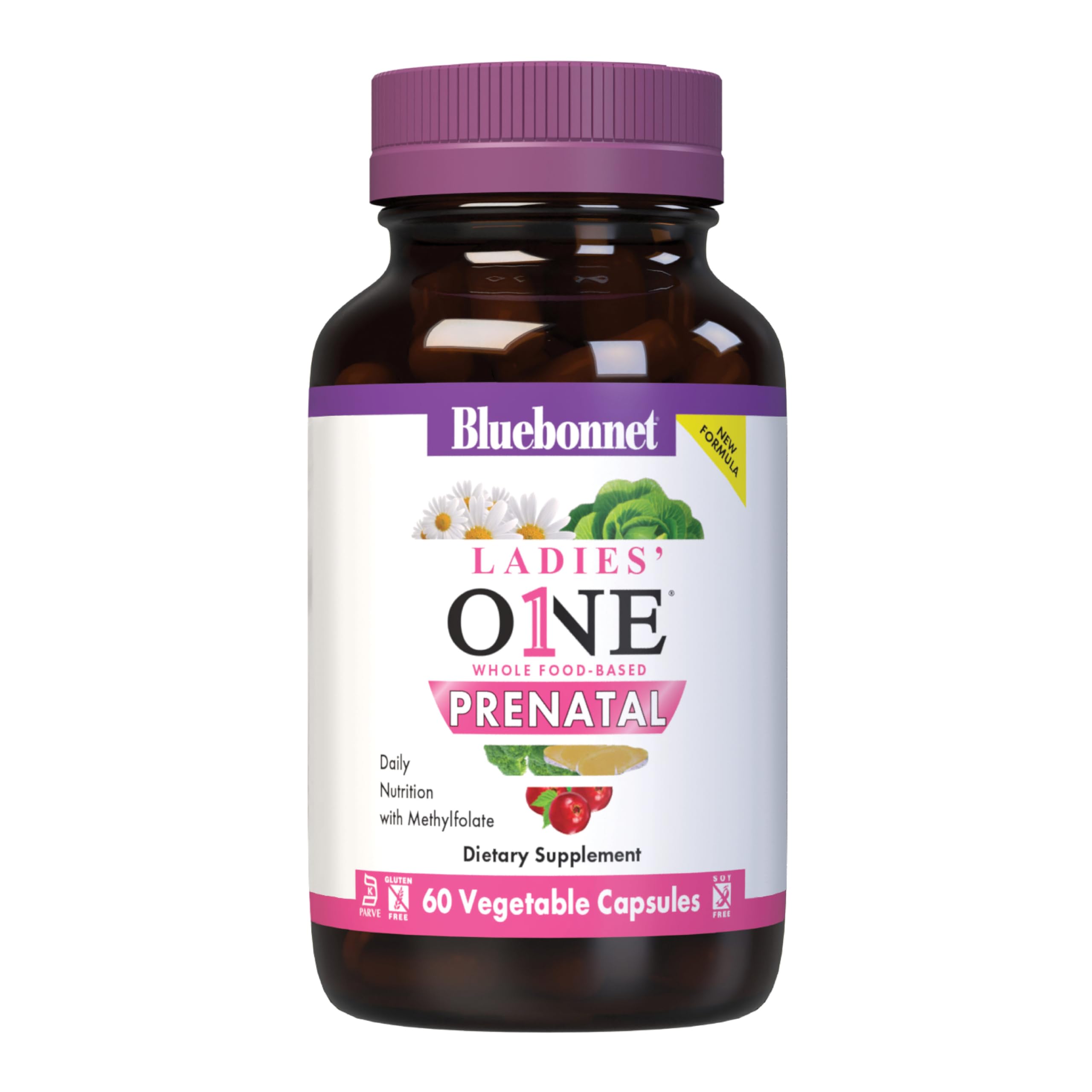 Bluebonnet Nutrition Ladies’ One Prenatal Whole Food-Based Multiple, Daily Nutrition*, Prenatal & Postnatal Health*, Non-GMO, Kosher, Gluten-Free, Soy-Free, 30 Vegetable Capsules, 30 Servings