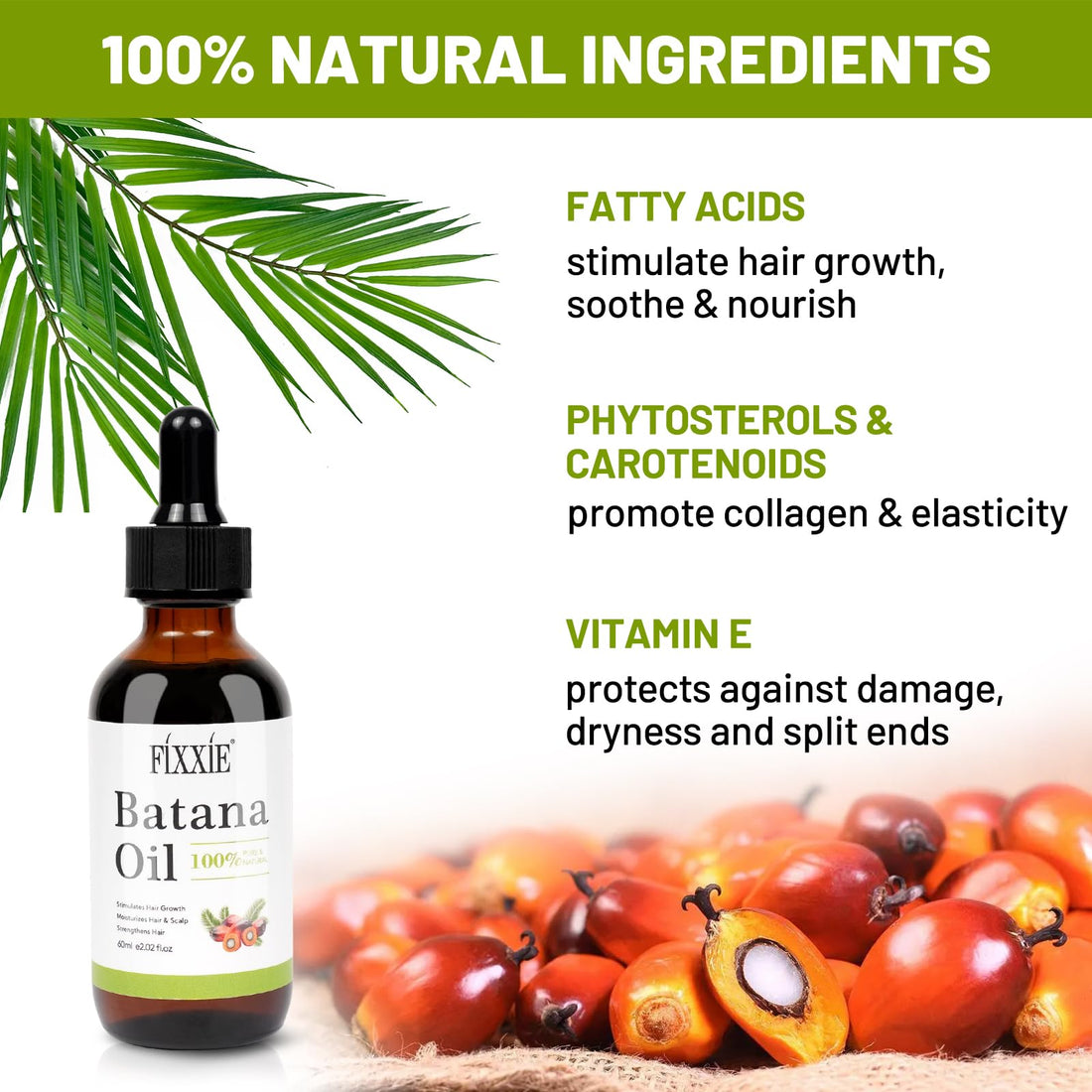Batana Oil for Hair Growth 60ml, 100% Pure & Natural Batana Hair Oil, Prevent Hair Loss, Batana Oil from Honduras, Batana Oil for Men & Women for Thicker & Stronger Hair