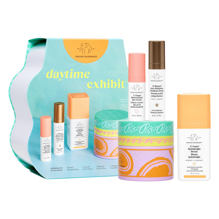 Drunk Elephant Daytime Exhibit - Protini Polypeptide Cream (50ml/1.69 fl oz), D-Bronzi (8ml/.27 fl oz), C-Luma Hydrabright Serum (15ml/.50oz), C-Tango Eye Cream (5ml/.16 fl oz) - Holiday Gift Set