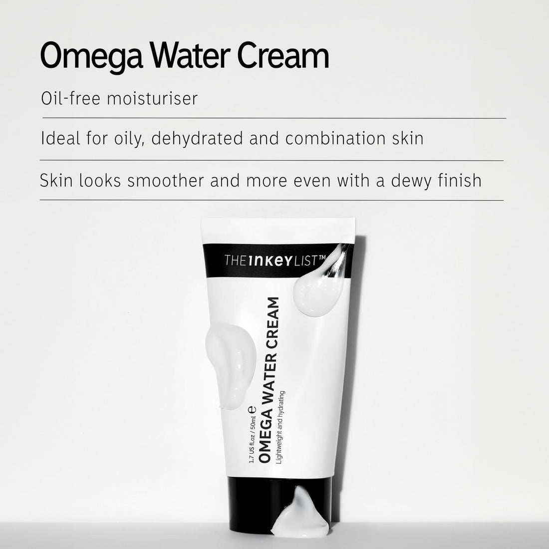The INKEY List Omega Water Cream 1.69 fl oz/50ml, Oil-Free Face Moisturiser, Lightweight Gel, Vegan Friendly Skincare, Suitable For Blemish Prone Skin
