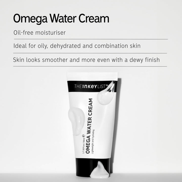 The INKEY List Omega Water Cream 1.69 fl oz/50ml, Oil-Free Face Moisturiser, Lightweight Gel, Vegan Friendly Skincare, Suitable For Blemish Prone Skin