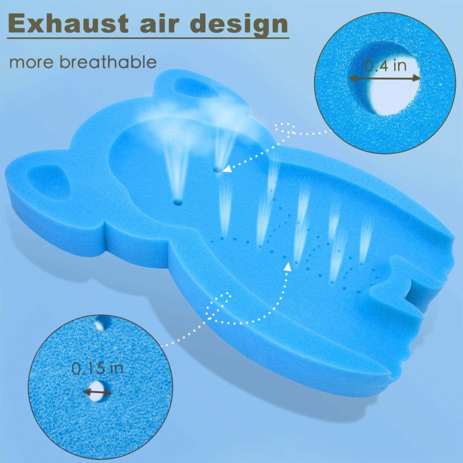 HALLO Soft Infant Bath Sponge Elephant Baby Bath Mat Newborn Comfy Foam Skid-Proof Cushion Odor Free(Blue)