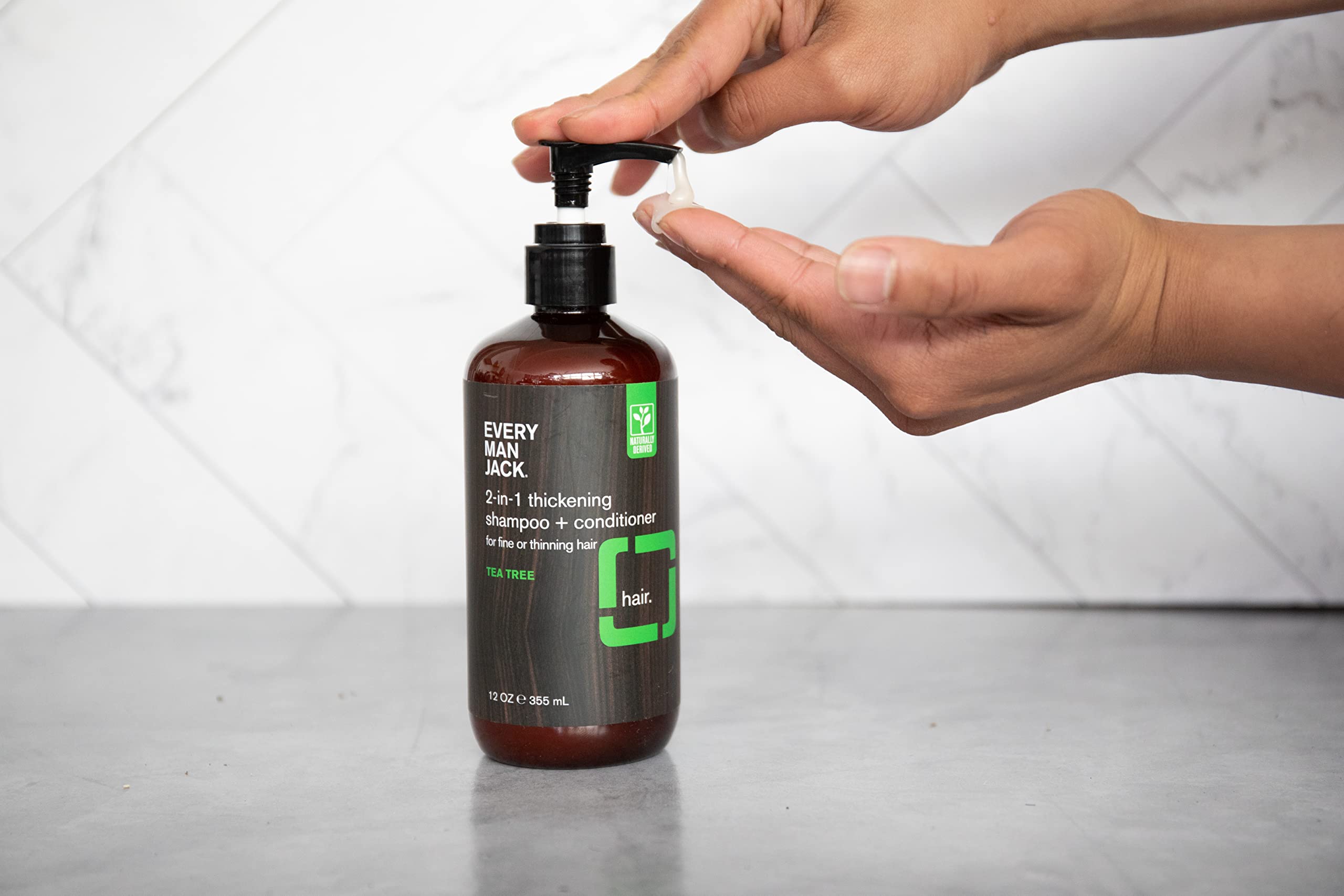 Every Man Jack Tea Tree Mens Thickening 2-in-1 Shampoo + Conditioner - Restore Thickness, Cleanse, and Condition - Made with Naturally Derived Ingredients - Paraben Free, Dye Free