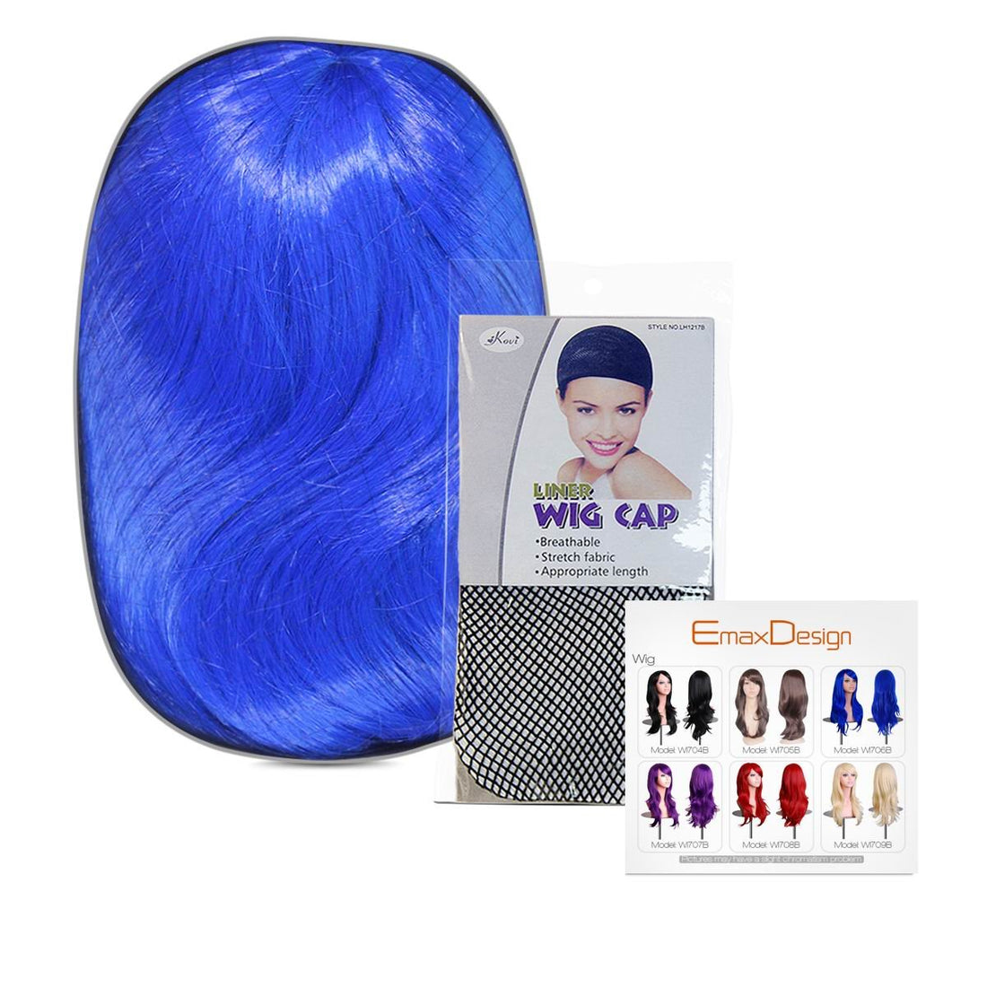 Emax Design Wigs 28 Inch Cosplay Wig For Women With Wig Cap And Comb(Dark Blue)