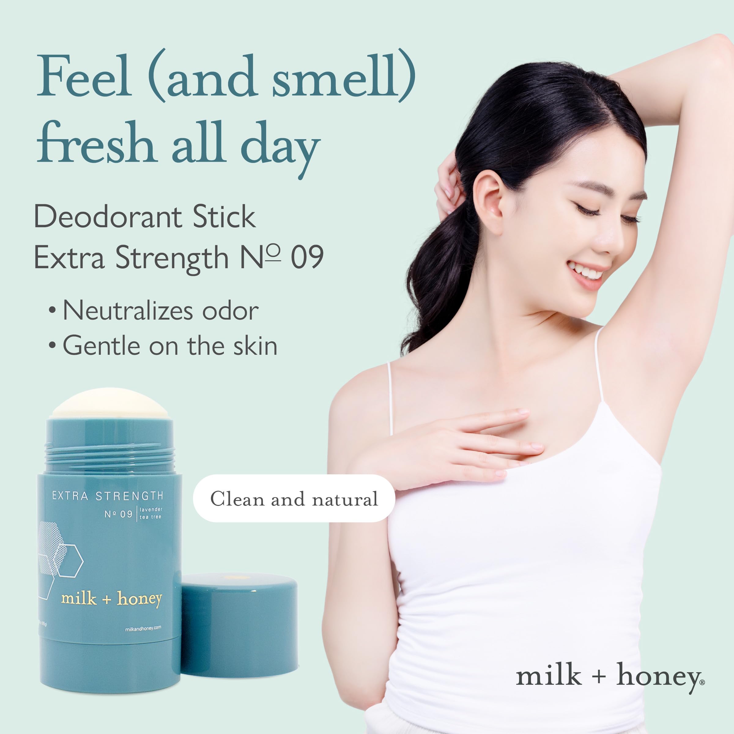 milk + honey Extra Strength, Aluminum Free Deodorant, No. 09, with Lavender, and Tea Tree, Natural Deodorant for Women and Men, 2.6 Oz